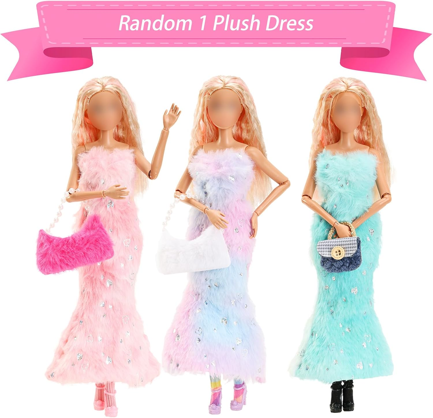 9 Doll Clothes Outfits 3 Fashion Plush Party Dresses Winter Clothes Coat Jacket 3 Handbag 3 Socks for 11.5 Inch Doll image number 3