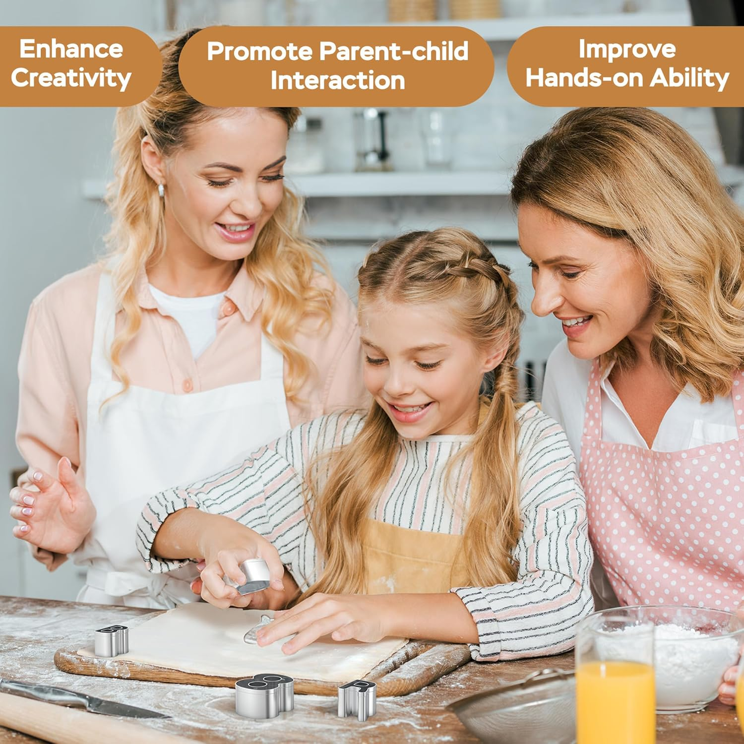 HUAFA Alphabet and Number Cookie Cutters Sets of 35 Pieces Mold Tools for Fondant Biscuit, Cake, Fruit, Vegetables, or Dough Stainless Steel image number 6