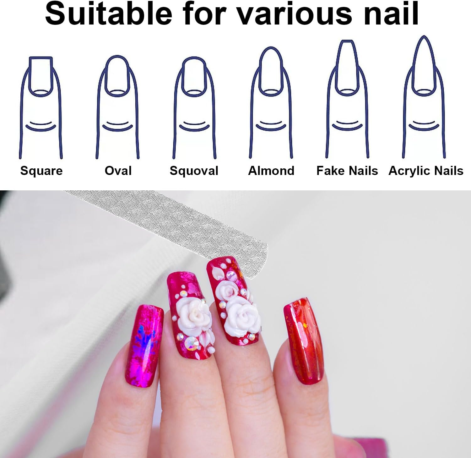 2Pcs Stainless Steel Nail Files, Double Sided Metal Nail Files Reusable Manicure Filer for Natural Nails Manicure Tools for Men Women Home Salon Travel image number 4