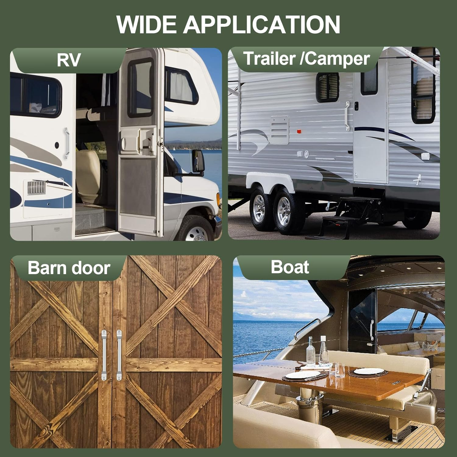 ESUDNT RV Grab Door Handle, Heavy Duty 304 Stainless Steel Metal for Camper, Trailer, Cargo Trailer, Motor Home, Boat, Automotive, Cart (2 Pack, Come with Screws) image number 1