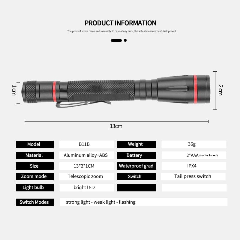 LED Pocket Pen Light Flashlight Small Mini Flashlights Handheld Pen Lights Penlight with Clip for Camping, Home, Outdoor, Inspection, Emergency Use (5 Pieces 5.1 Inches) image number 1