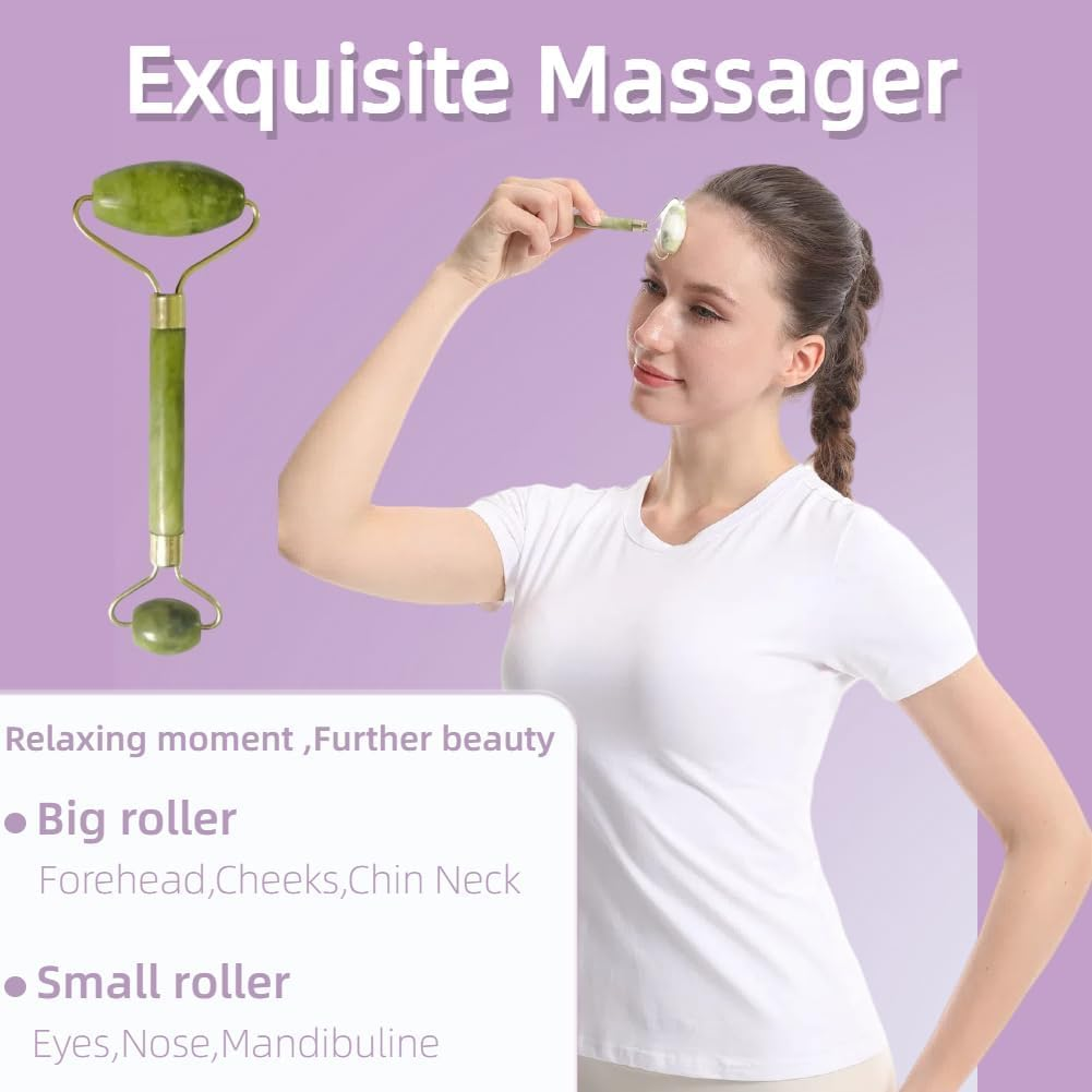 Double Chin Reducer for Sleeping, V Line Lifting Chin Strap with Jade Roller for Puffiness Reduce Wrinkles Skin Care Routine, Reusable V Shaped Face Slimming Mask for Jawline Exerciser Sagging Skin image number 2