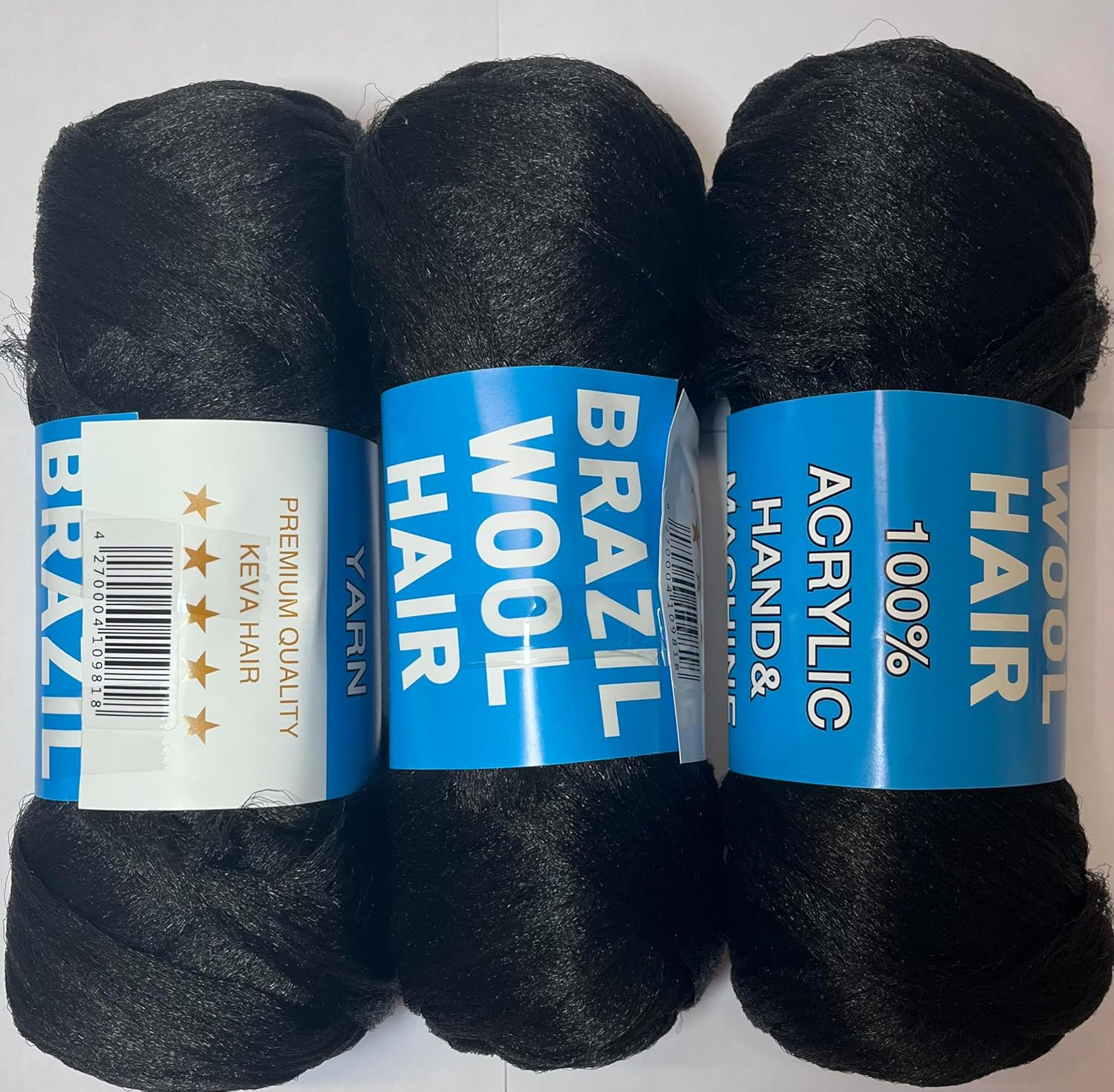 3 X 80 G Brazilian Wool Hair Braids Black - with Extra Gift - All African Braids Styles - Twist Wraps image number 2