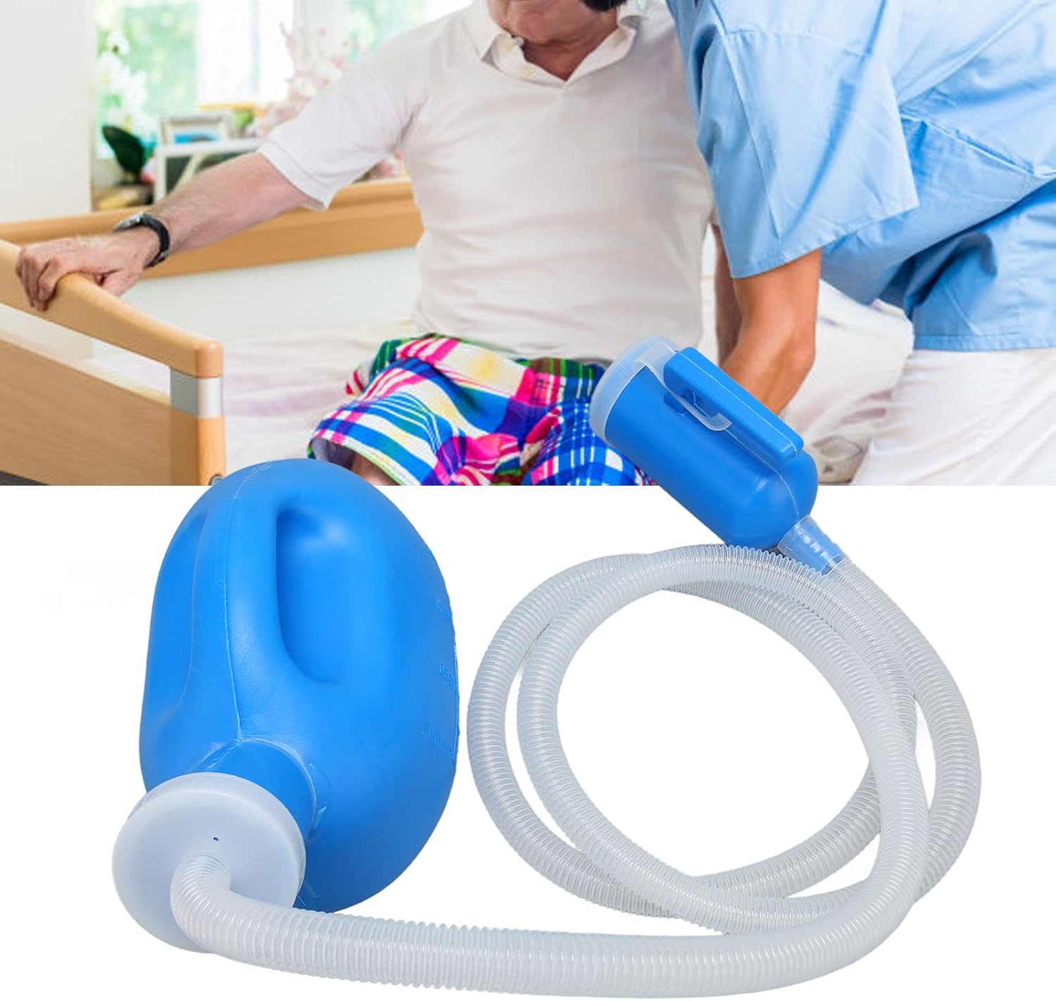 Jiawu Urinals for Men, 2000ML Plastic Pee Bottles for Men, Male Urine Bottle with Lid, Handle, Spill Proof, Long Tube, Male Urinals, Pee Container Men, Portable Urinal for Men, Elderly image number 5