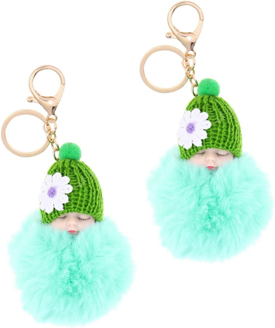 FOYTOKI 2Pcs Stylish Plushie Keychain Keyring Pompom Decor Decorative Bag Pendant Cartoon Charm