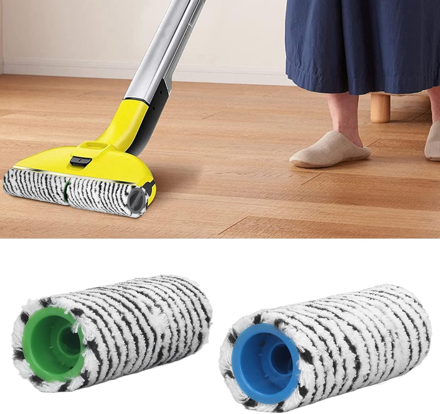 Replacement Brush Roller, Microfiber Smooth Rotating Floor Sweeping Roller Easy to Use for Karcher FC3 FC3D FC5 FC5D FC7 (Black) image number 3