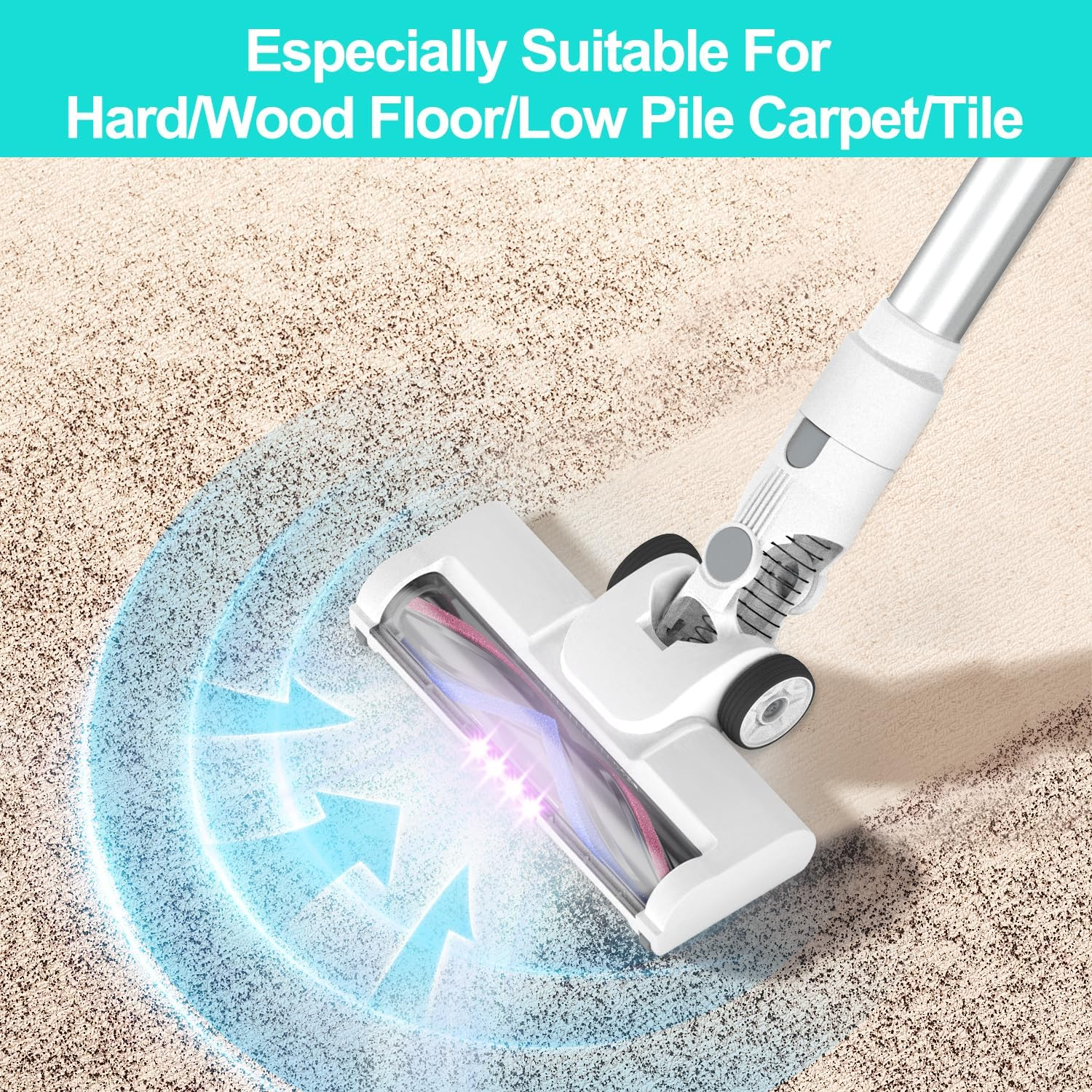 Cordless Vacuum Cleaner, 18000Pa Powerful Cordless Stick Vacuum 6 in 1, 45Mins Long Runtime, LED Lights Vacuum for Hardwood Floor Carpet Pet Hair Car Cleaning image number 4