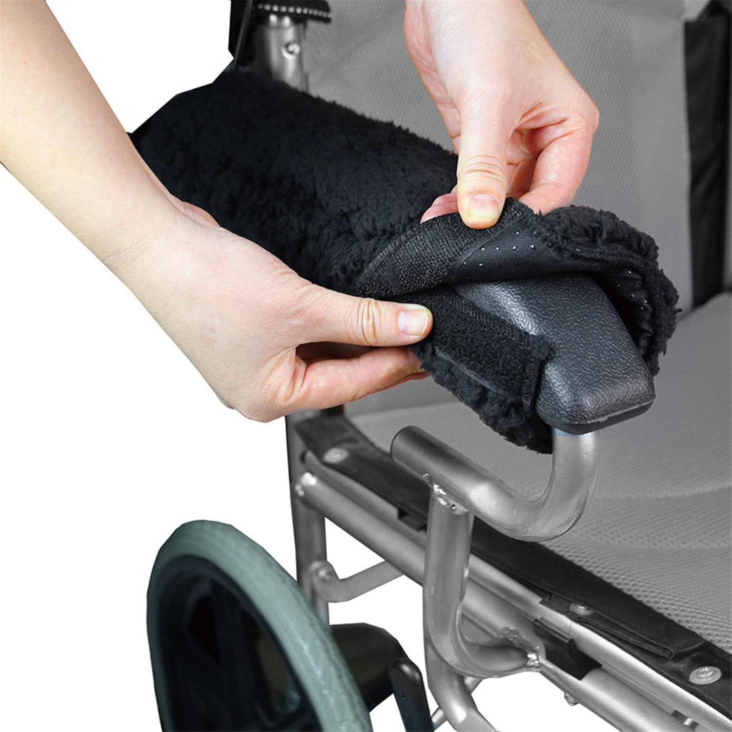 Wheelchair Armrest Cover, 1 Pair Memory Foam Sheepskin Pads for Adults Kids, Removable Wheelchair Accessories for Office, Transport Chair, Standard Wheelchair, Protecting against Soreness image number 5