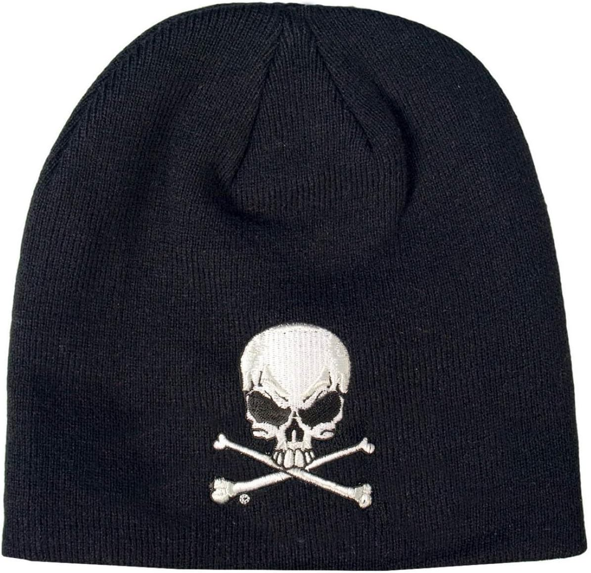 Hot Leathers KHB1010 Skull and Crossbones Beanie, Black image number 1