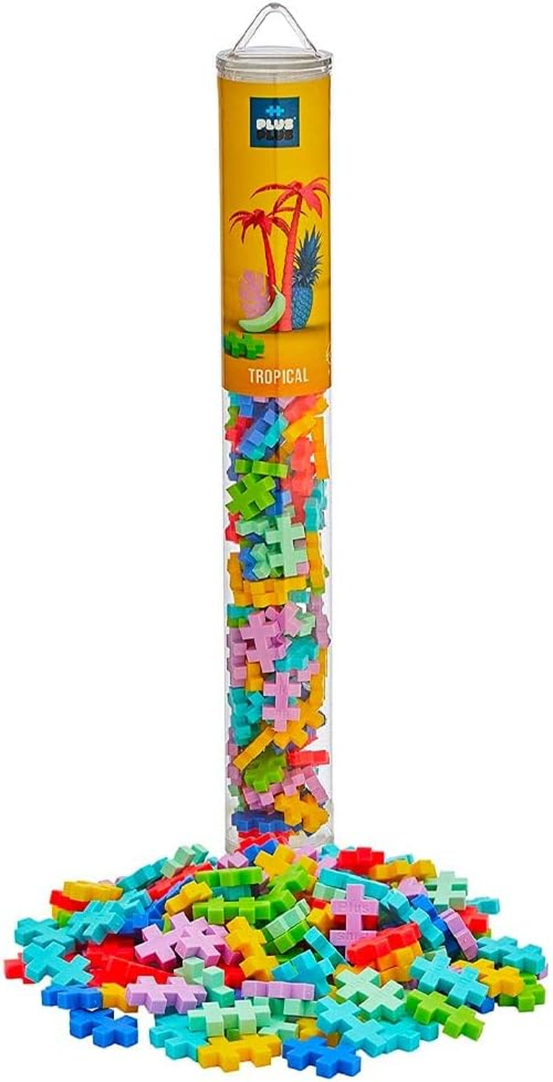 Plus-Plus Glow in the Dark Mix Building Block 100-Pieces Set - 100 Pieces, Tropical