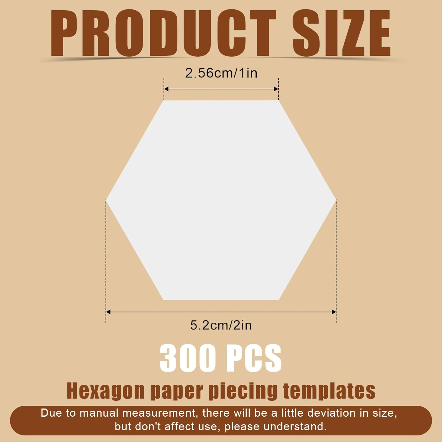 300Pcs Hexagon Paper Piecing Template, 1 Inch Paper Piece Templates Hexagon Paper Piecing Shapes for Quilting Supplies for Splicing Patchwork image number 2