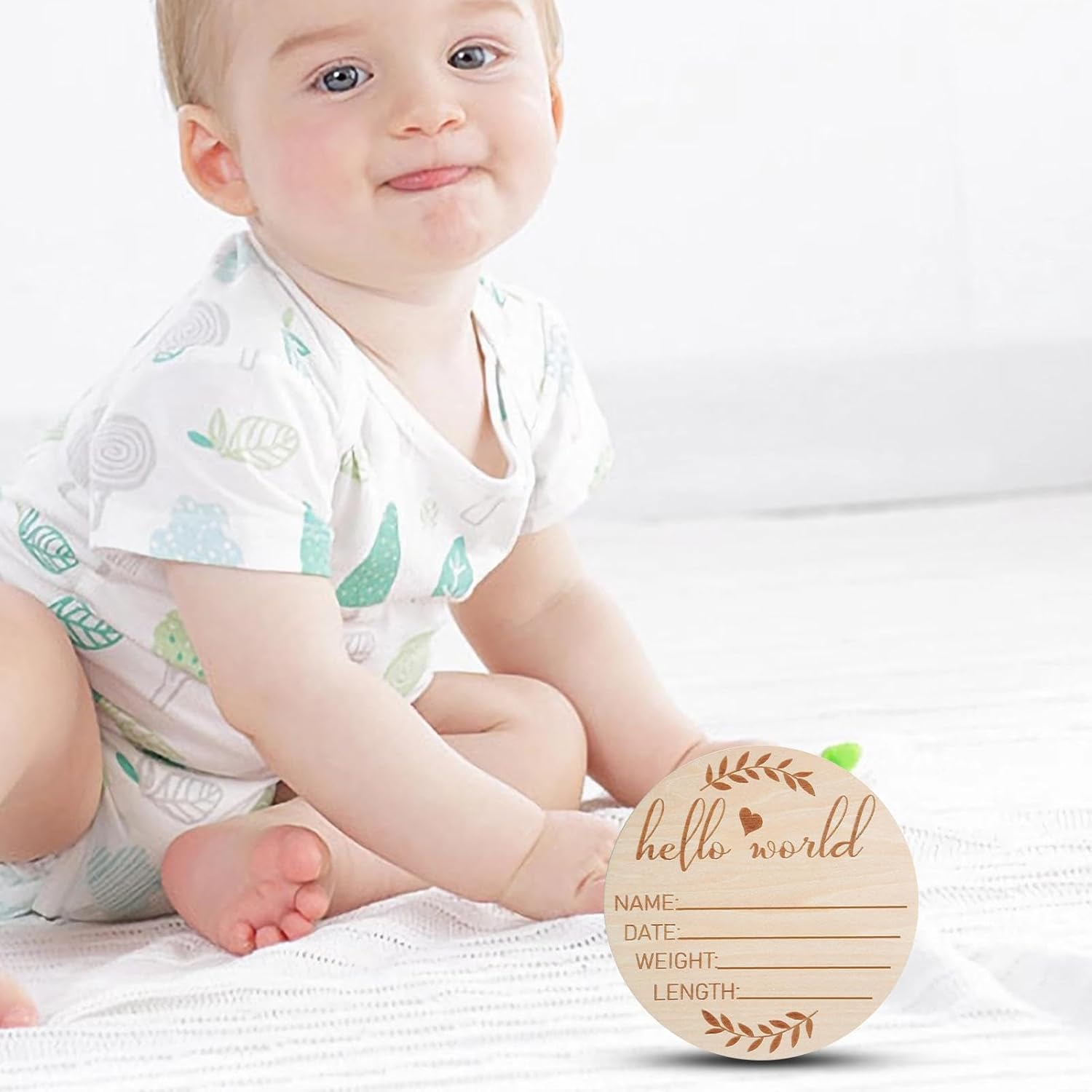 Baby Announcement Sign,Wooden Baby Birth Sign 5.9 Inch | Unique Baby Name Announcement Sign for Welcome Baby Come image number 2