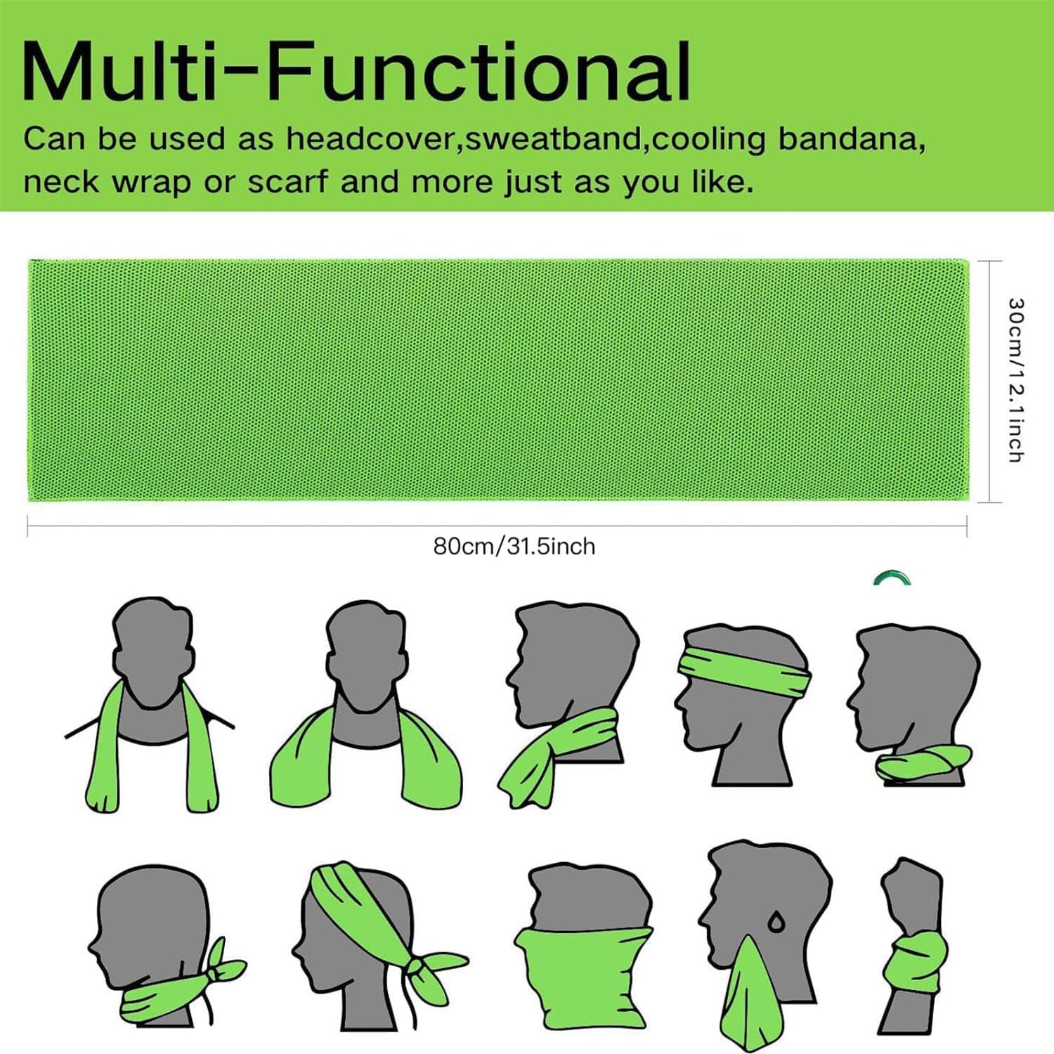 3 Pack Cooling Towels (30&times;80Cm), Microfiber Chilly Towels with Silicone Storage Bag, Soft Breathable Gym Ice Towel for Yoga, Sport, Travel Sweat Towels Fast Drying Lightweight Cooling Neck Wraps image number 2