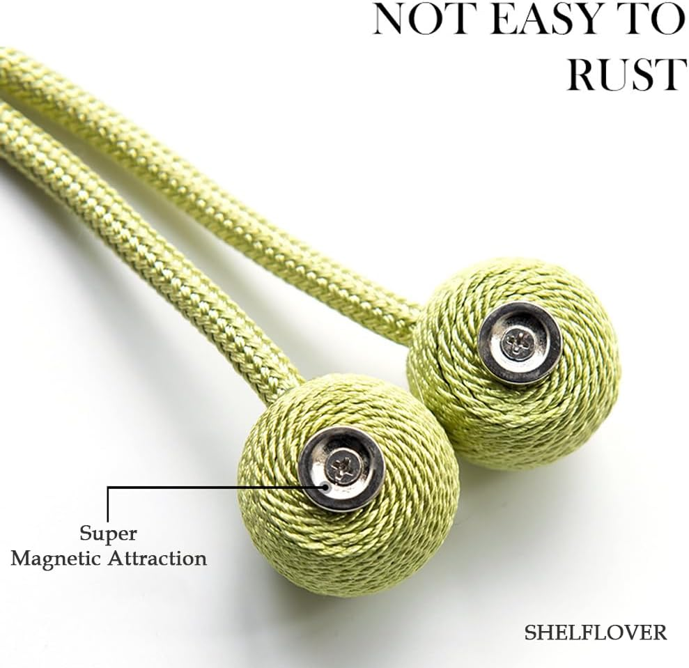 SHELFLOVER Green Magnetic Curtain Tiebacks 8Pcs, Curtain Buckles Holders for Bedroom Living Room Home Window Treatment Decorative