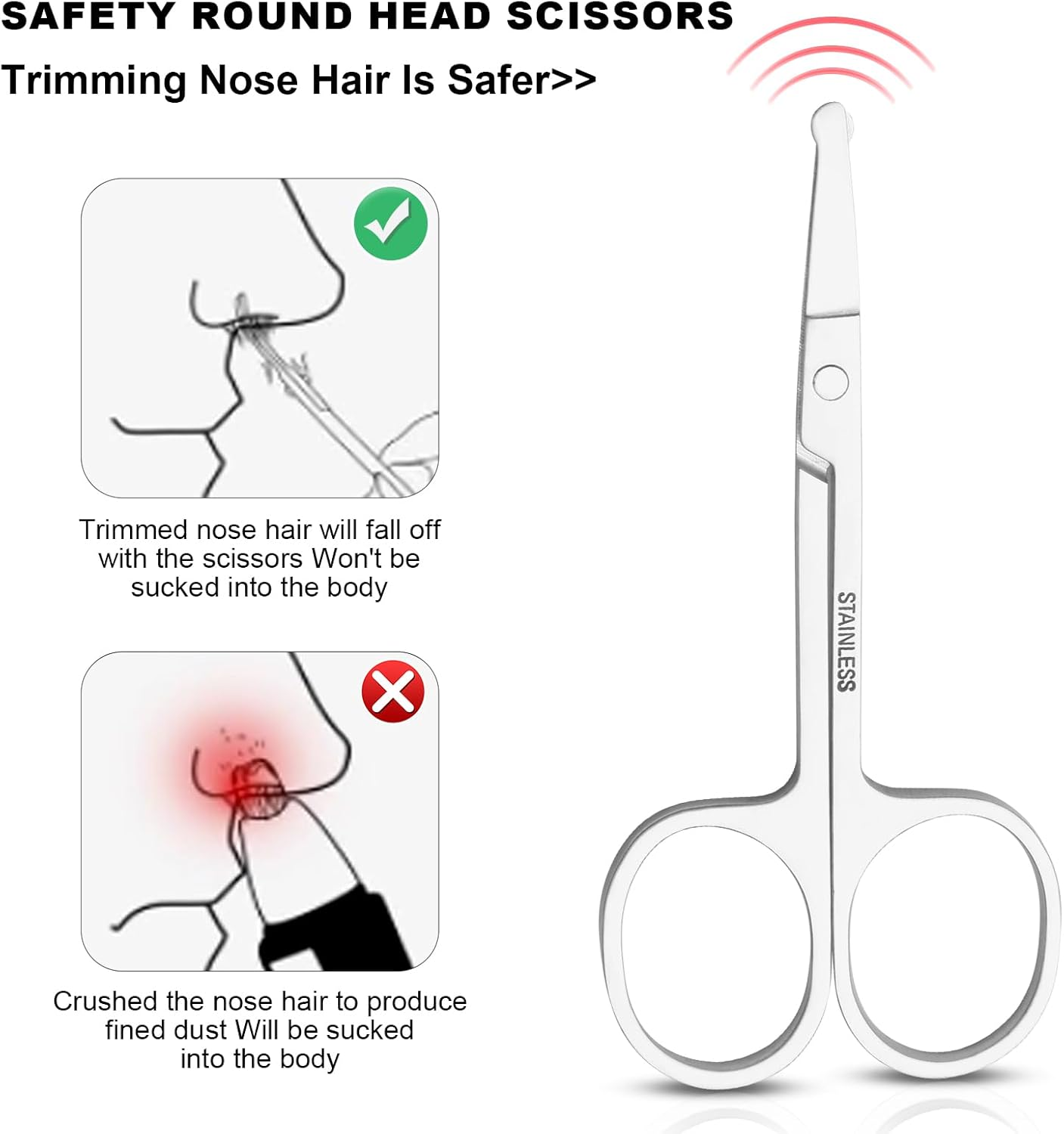 FEITA Mini Nose Hair round Tip Scissors, Men'S Grooming Scissors All Purpose Facial Safety Scissors Cute for Woman Eyebrow, Lash, Mustache, Pubic Hair image number 4