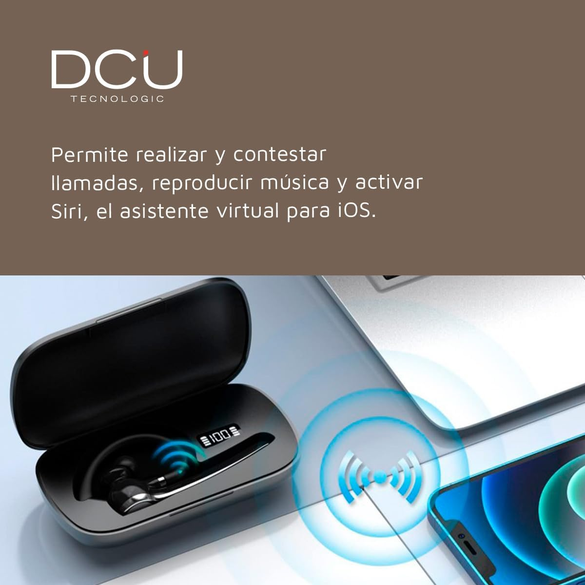 DCU TECNOLOGIC Wireless Headphones - Mono Bluetooth 5.0 Action Pro Headset - Make and Receive Calls - Dual Point Connectivity image number 1