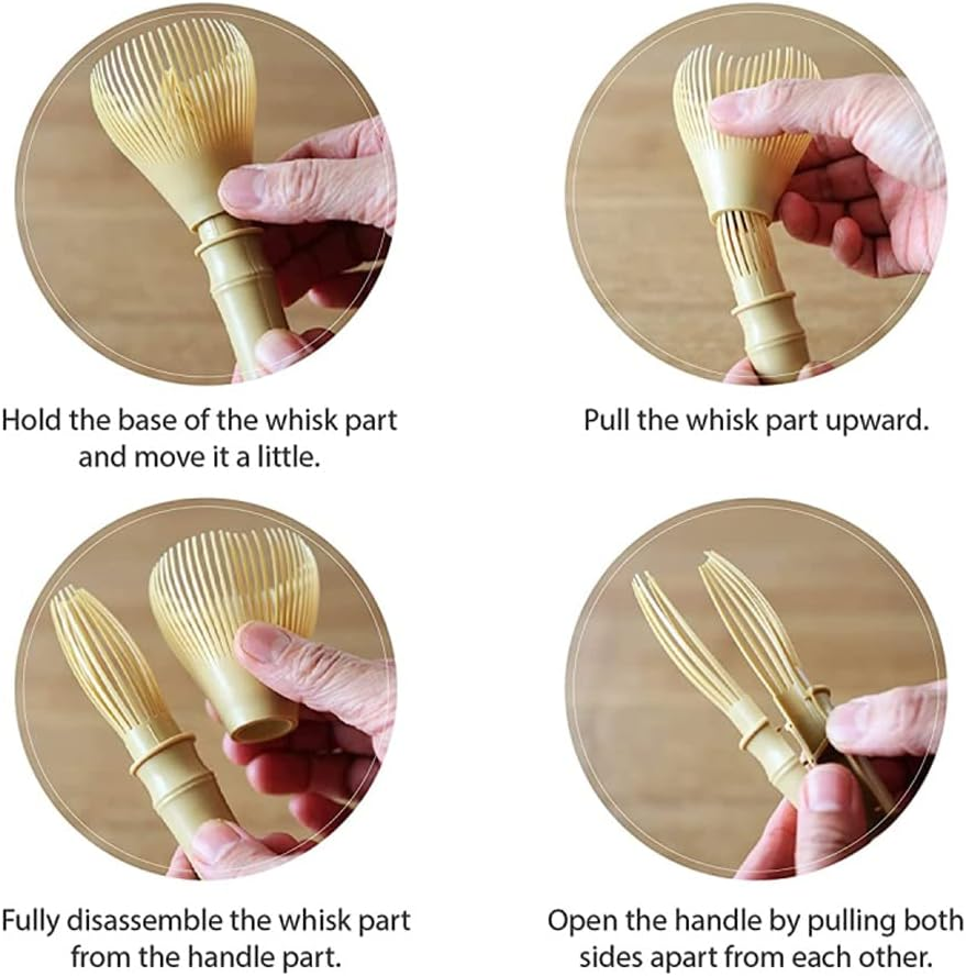 Resin Matcha Whisk Chasen Brush Tools for Matcha Green Tea Powder Reusable Powder Whisk with Whisk Holder Tea Ceremony (Yellow) - Yellow image number 4