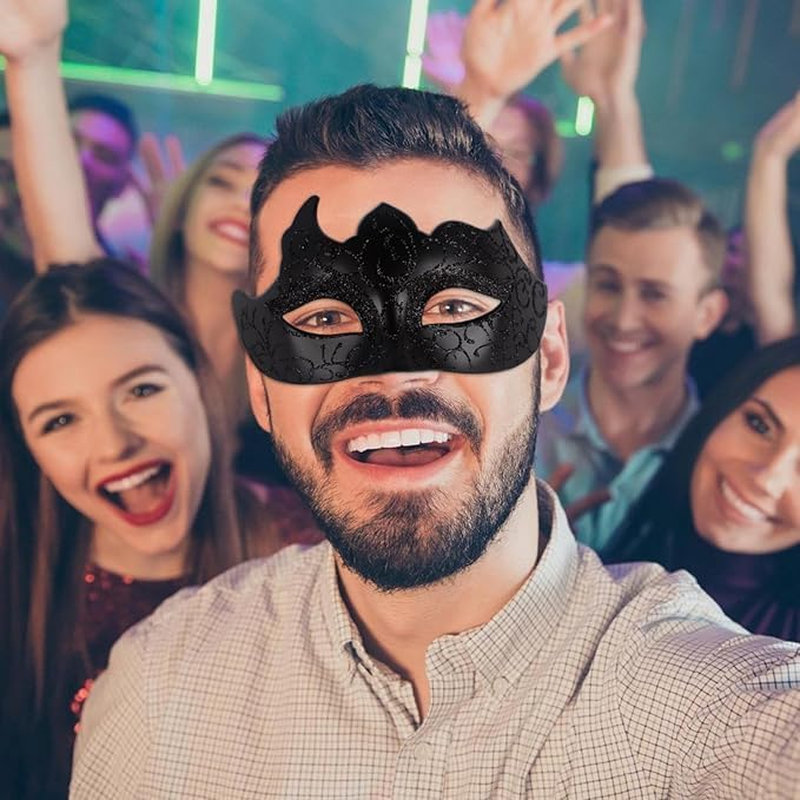 2 Pcs Masquerade Ball Mask for Couples, Venetian Mardi Gras Cosplay Party Masks Prom Ball Christmas Decoration image number 2