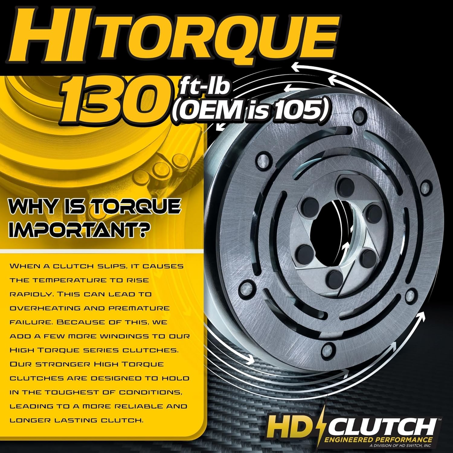 HD Switch GY20878 Bigbearing Hitorque 125Ftlb (OEM 105) PTO Clutch Fits John Deere L120 L130 LA130 LA140 LA145 LA150 LA155 LA165 LA175 G110 Scotts L2048 L2548 145 155C 190C 92H 5219-20 5219-72 GY20652 image number 2