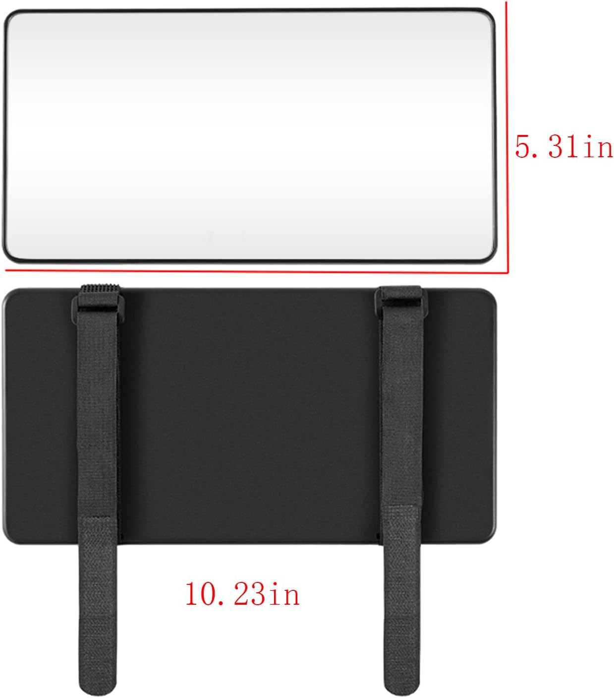 Car Mirror Visor Cosmetic Makeup Mirror, Large Vanity Sun-Shading Mirror for Car Truck SUV Rear View, with Straps (Black) image number 1