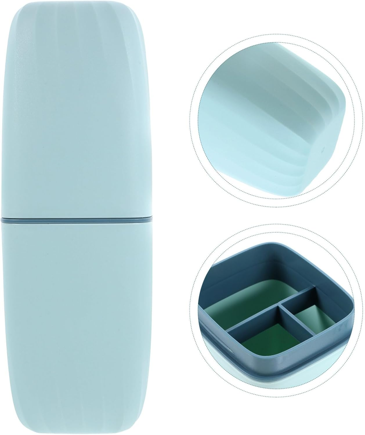 Portable Toothbrush Holder Case with Cover, Toothpaste Storage Cup for Travel, Business Trip, Bathroom - Turquoise image number 6