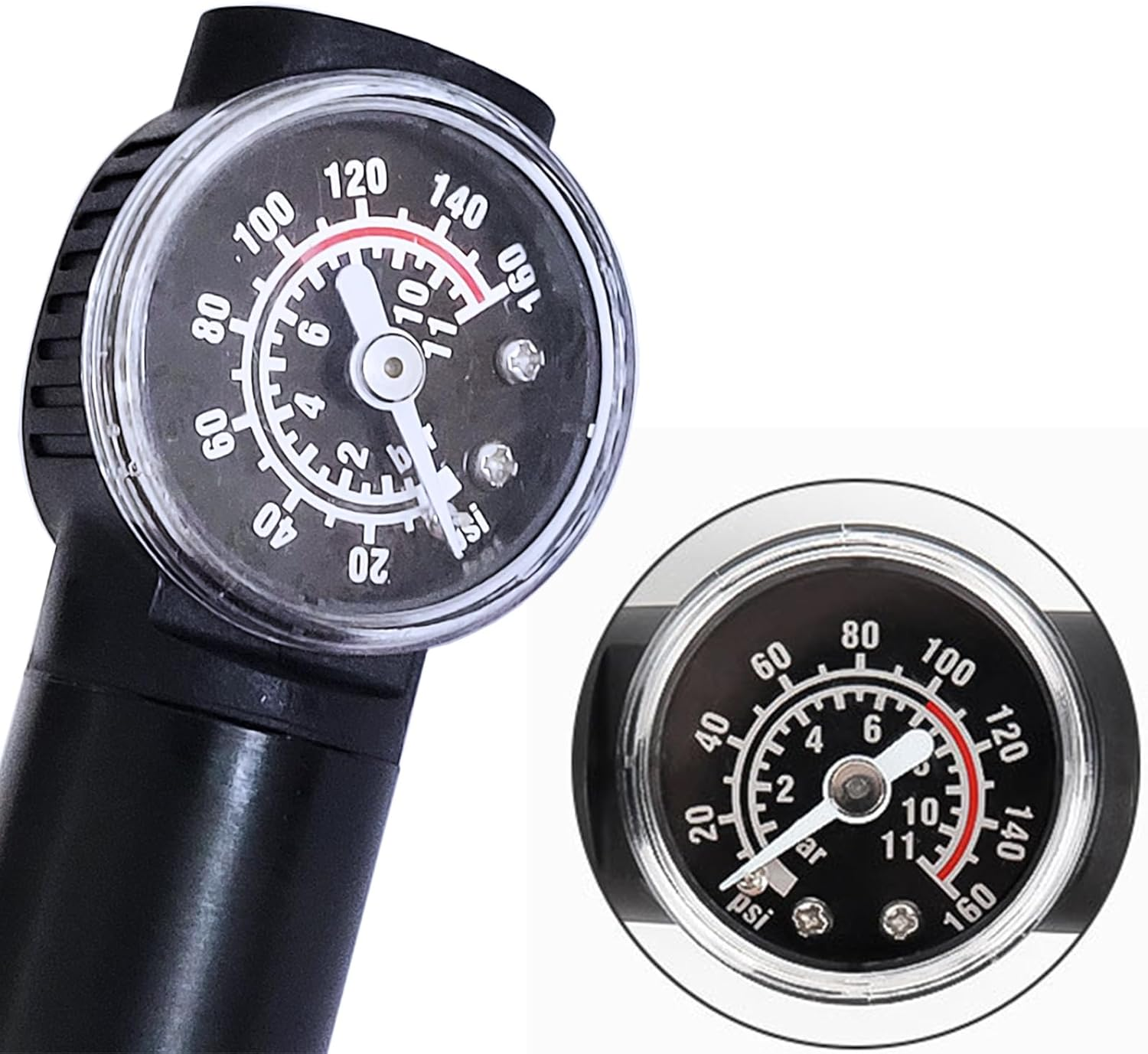 2 in 1 Portable Bicycle Tire Pump Shock Pump 160PSI 11Bar Bike Air Pump with Pressure Gauge Black image number 3