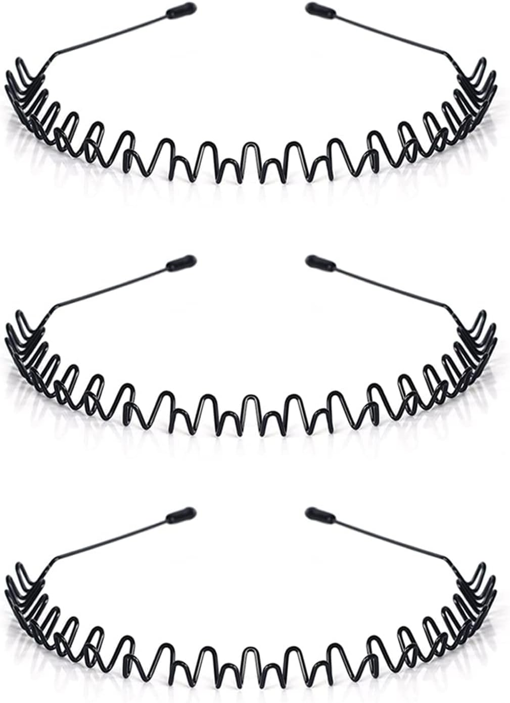 Hair Bands for Men, Non-Slip Sports Fashion Headband, Mens Metal Hair Band, Hair Hoop for Outdoor Sports, Weddings, Daily Wear (3 Pieces)