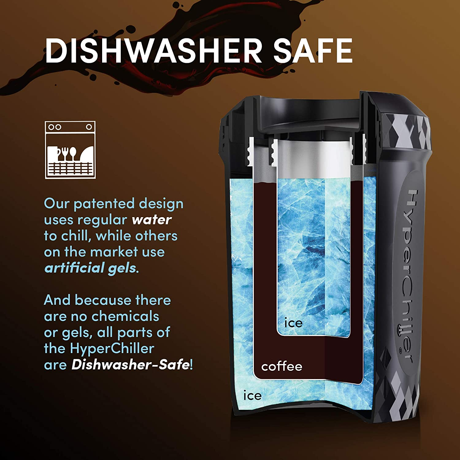 Hyperchiller HC3 Patented Iced Coffee/Beverage Cooler, New, Improved,Stronger and More Durable! Ready in One Minute, Reusable for Iced Tea, Wine, Spirits, Alcohol, Juice, 12.5 Oz, Black image number 2