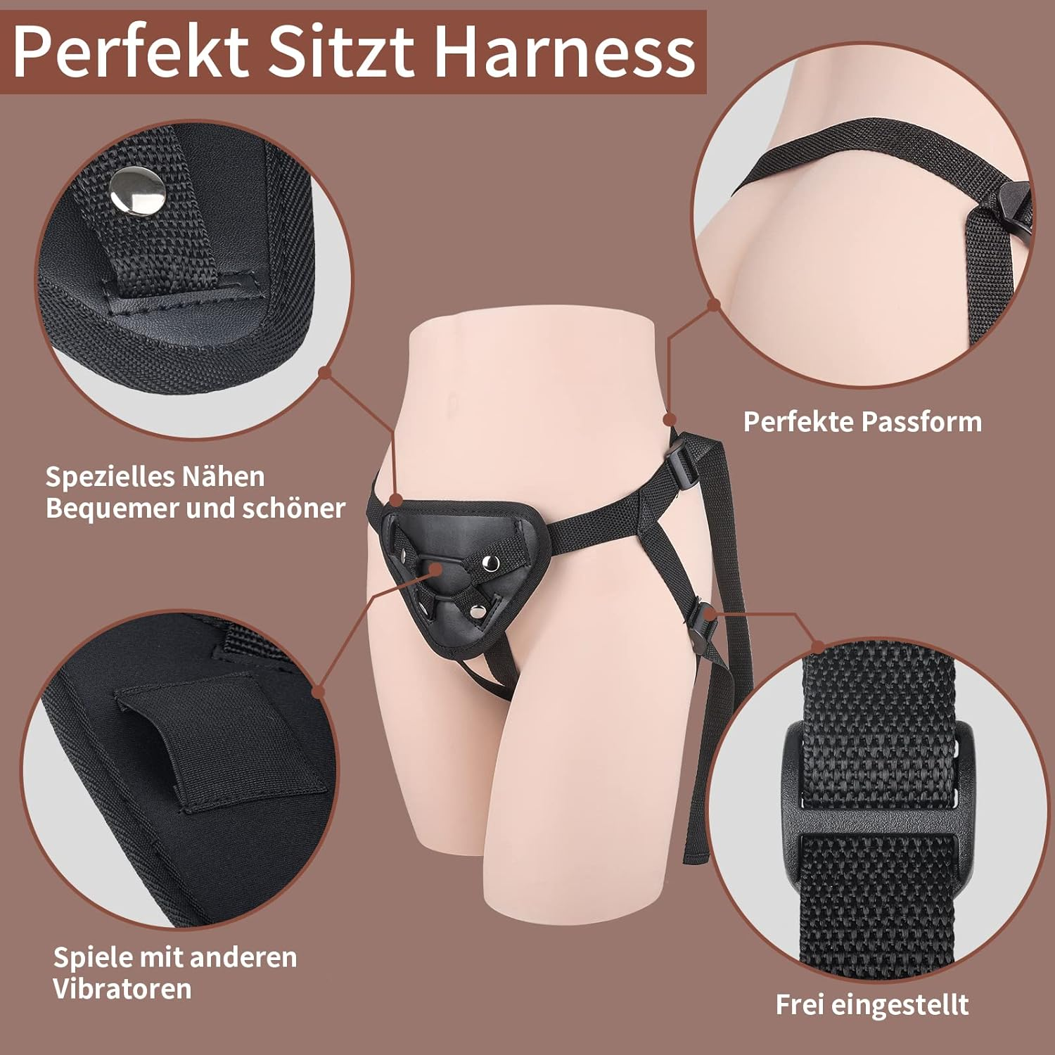 Greenpinecone Strap on Strap-On Silicone Sex Toy with Suction Adjustable Harness Toy for Men Women Couple image number 1