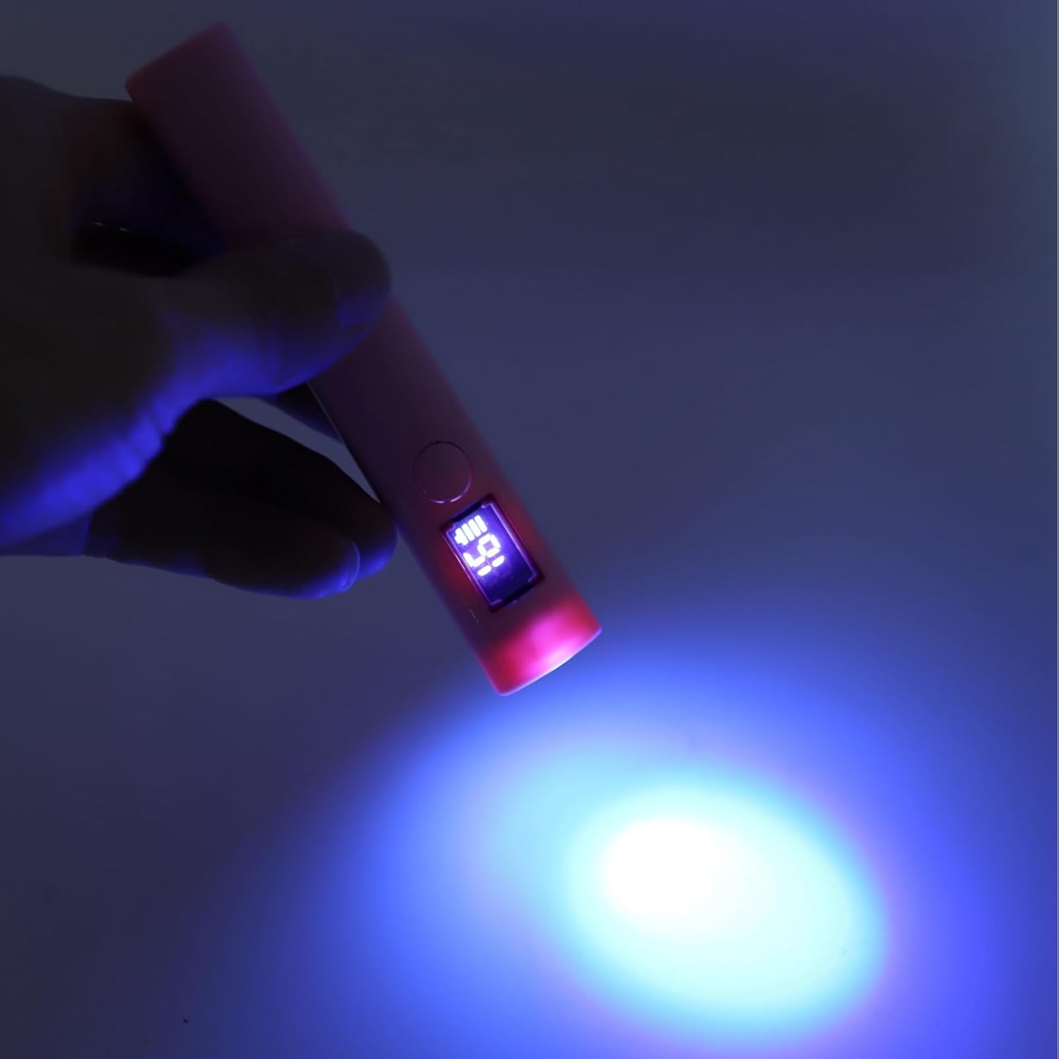 Handheld UV Light for Gel Nails, USB Rechargeable Handheld UV Nail Lamp Portable Nail Dryer Lamp Easy Switching Nail Curing Light for Travel Home (Pink) - White image number 5