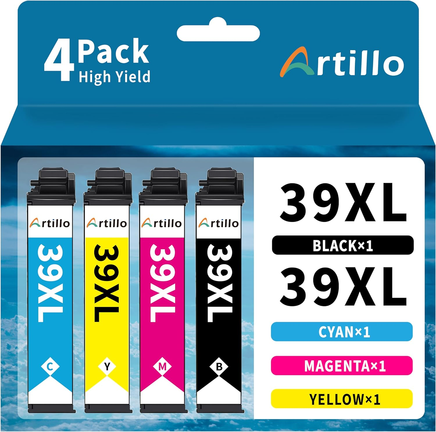 Artillo 39XL Ink Cartridges Compatible for Epson 39XL Ink Cartridges to Use with Epson Expression Home XP-2105 XP 2105 XP-4105 XP 4105 Printer (1 Black, 1 Cyan, 1 Magenta, 1 Yellow) image number 5