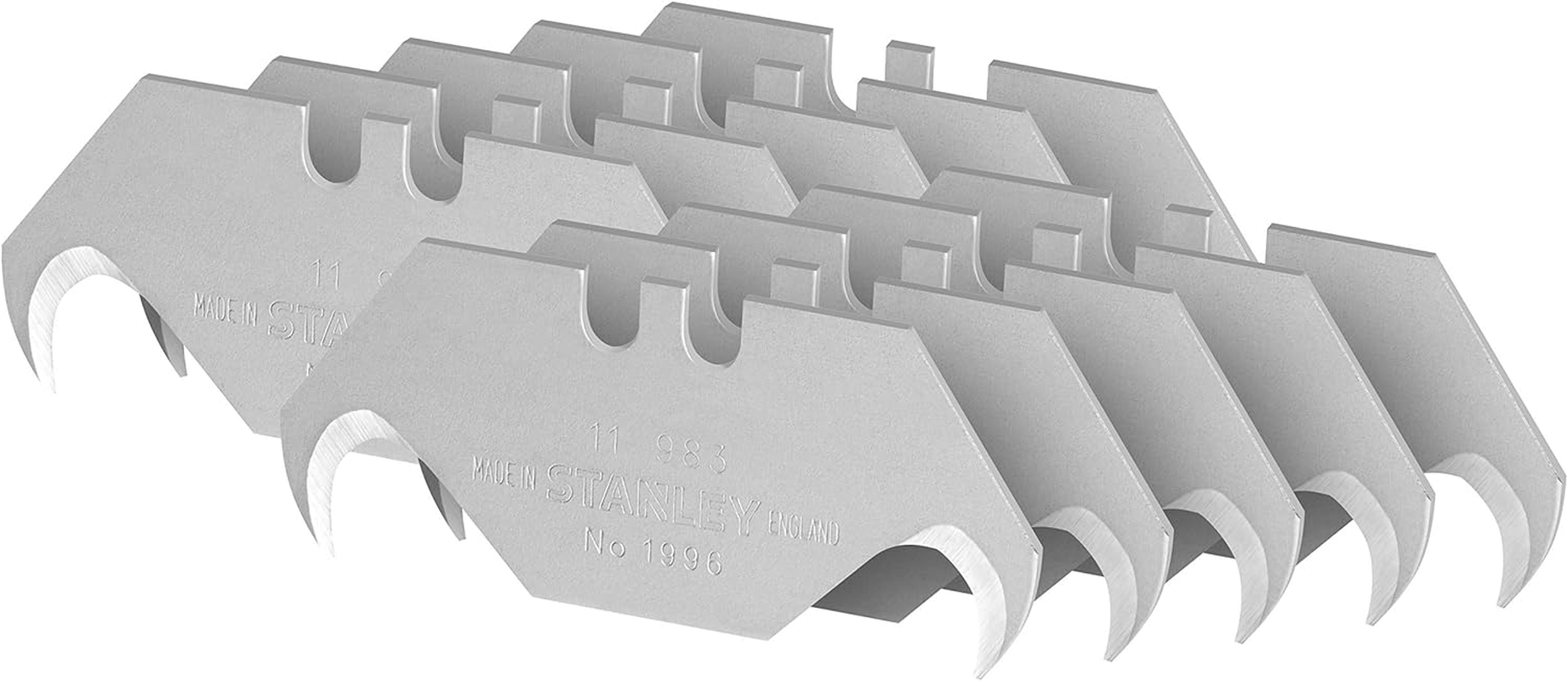 Stanley Hook Blades "1996" 2-11-983 (Without Punching, Especially Suitable for Cutting Packaging, Flooring and Plastic Casing, Pack of 10 in Dispenser) image number 3