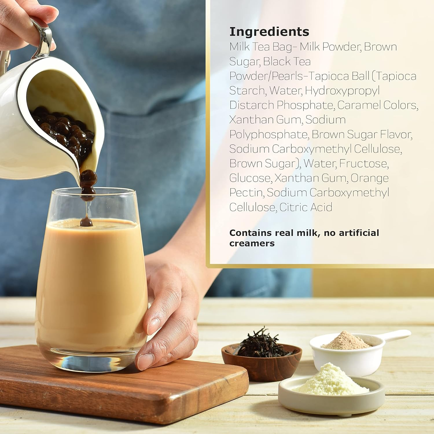 OKTEA Bubble Pearl Milk Tea with Brown Sugar Kit - Assam Blend, Slow-Roasted Brown Sugar, New Zealand Milk, Preservative-Free Tapioca, Serve Hot or Iced - Single Pack of 5 Servings image number 4