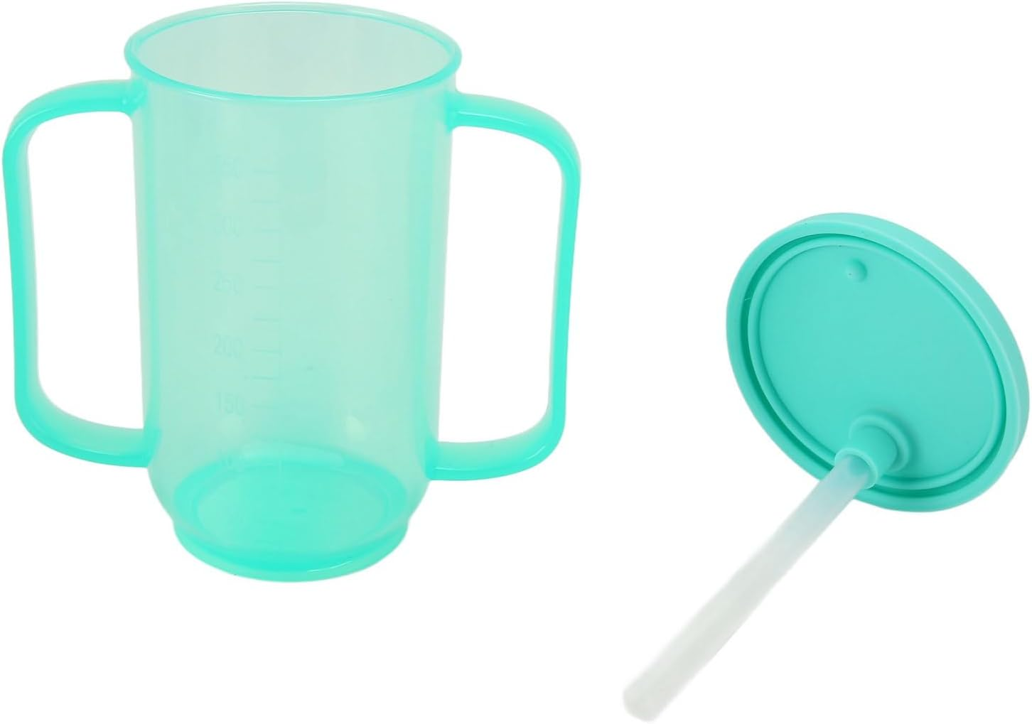 Adult Sippy Cup, 2 Handles Straw Cups Plastic Spill Proof Drinking Cups, Disabled Elderly Spill Proof Dysphagia Cups, Parkinsons Aids for Living Hospital Cup with Lid and Straw