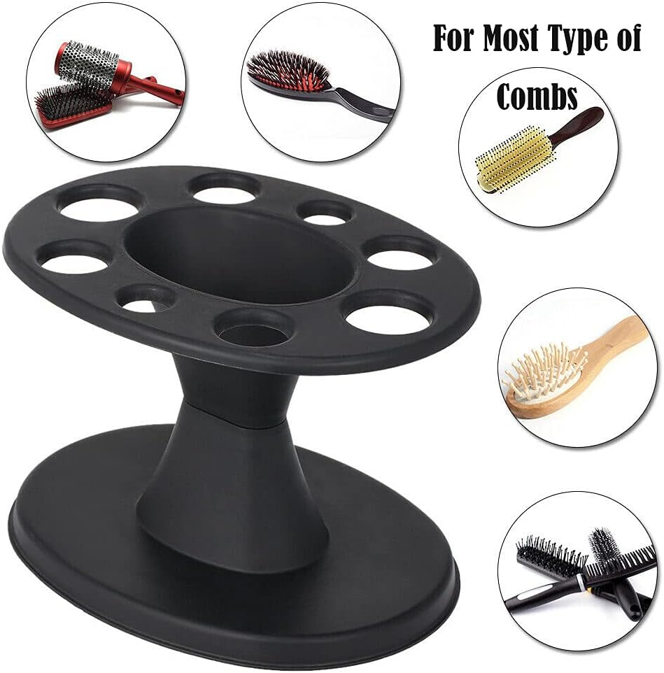 AKOAK 1 Pack Comb Display Rack Circular Plastic Hair Brush Storage Frame Professional Salon Hair Perm and Hair Dye Storage Tool Accessories (Black) image number 4