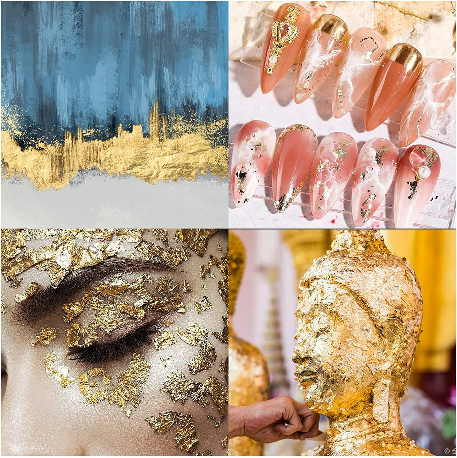 300 Sheets Gold Foil Paper, Imitation Gold Leaf, Silver, Rose Gold Leaf Foil Paper, Mixed Color Imitation Foils, Gilding Foil for DIY Nails, Arts, Gilding Crafting, Decoration, Furniture image number 6