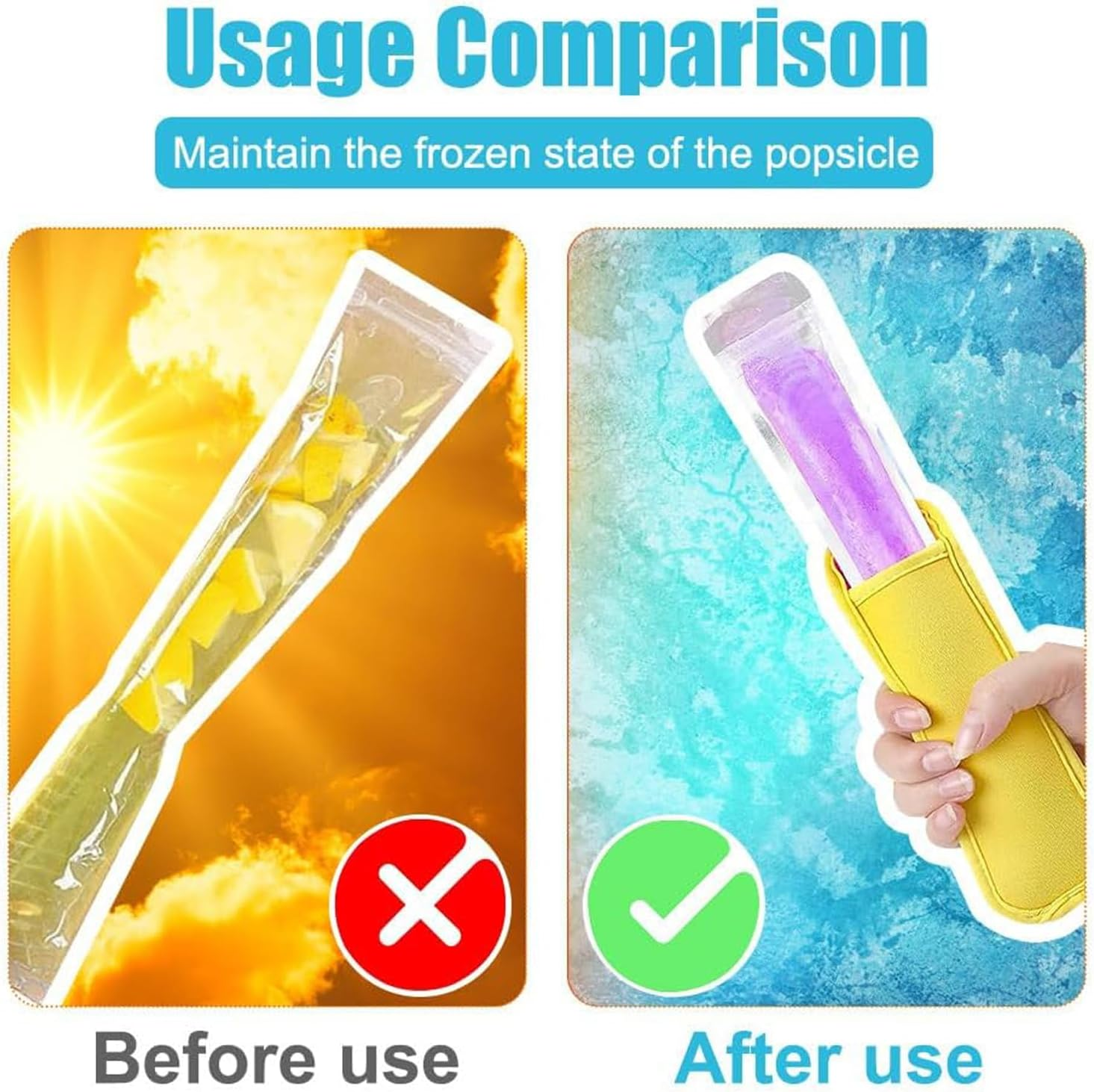 Xinghonyac 10 Pcs Ice Pop Sleeves, Reusable Popsicle Bags, 10 Colors, Antifreezing Sleeves, Ice Lolly Holder image number 1