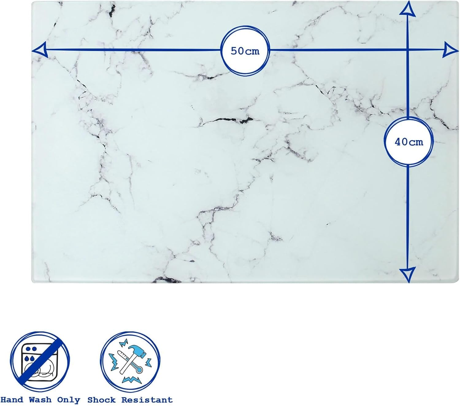 Harbour Housewares Rectangle Glass Chopping Board - 50Cm X 40Cm - Marble - 1X Tempered Heat-Resistant Home Kitchen Worktop Saver Hob Cooker Stove Top Surface Protector Cover Cutting Boards image number 3