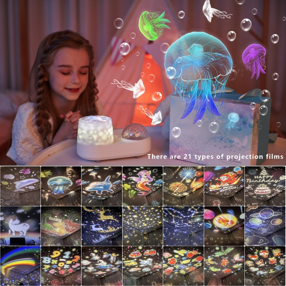 Ocean Wave Ceiling Projector, Night Light for Bedroom, Ceiling, 10 Color Ocean Waves + 21 Films, Night Light Projector with Timer 360&deg; Rotation for Kids Girls, Birthday, Christmas, Gifts image number 4