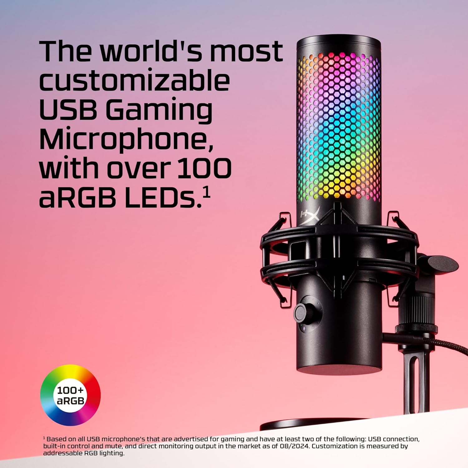 Hyperx Quadcast 2 S &ndash; USB Microphone, with RGB Lighting, Streaming and Podcasting, with On-Board Controls, LED Lighting, Removable Shock Mount, PC, Mac, USB-C - Black image number 2