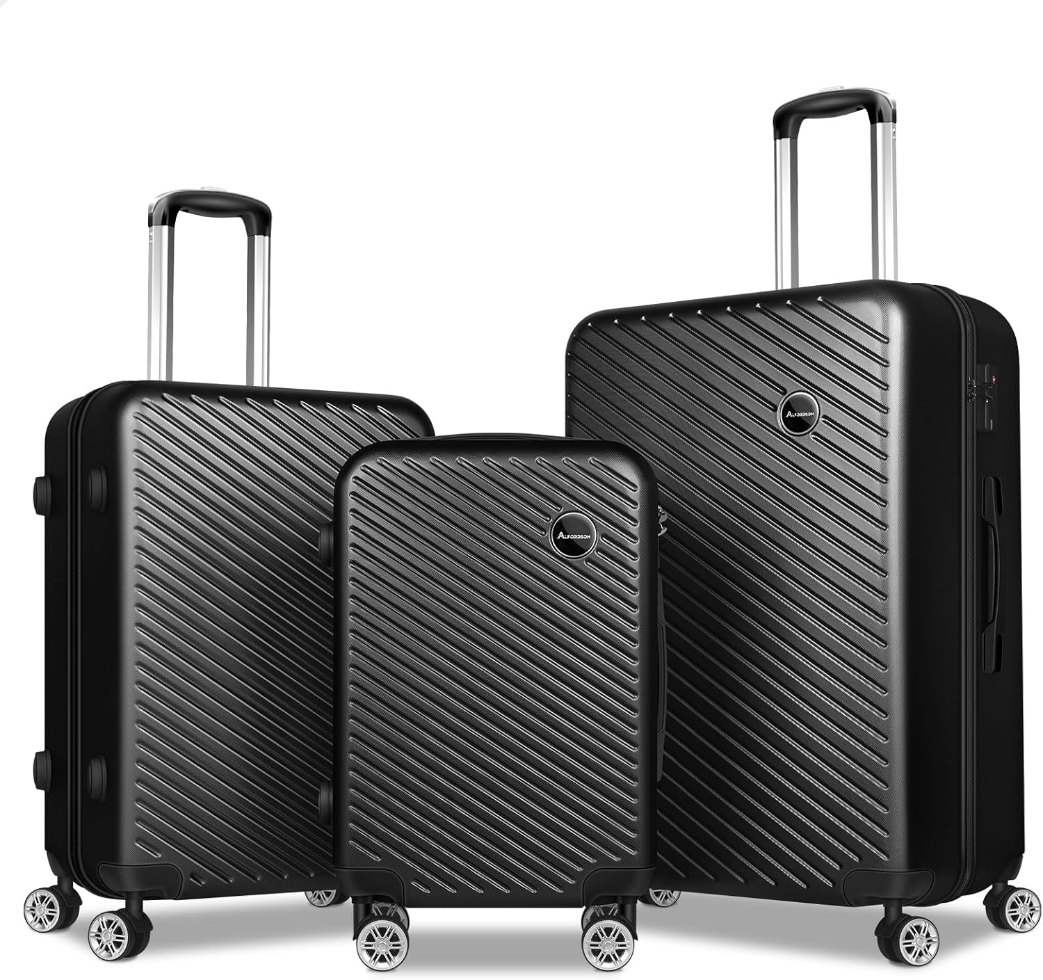 ALFORDSON 3Pcs Hardside Luggage Set 20" 24" and 28" Black Color Timothy Series, Hardshell Suitcases Setting with TSA Lock & Wheel Spinners, Carry-On & Checked Baggages 3-Piece Pack image number 5