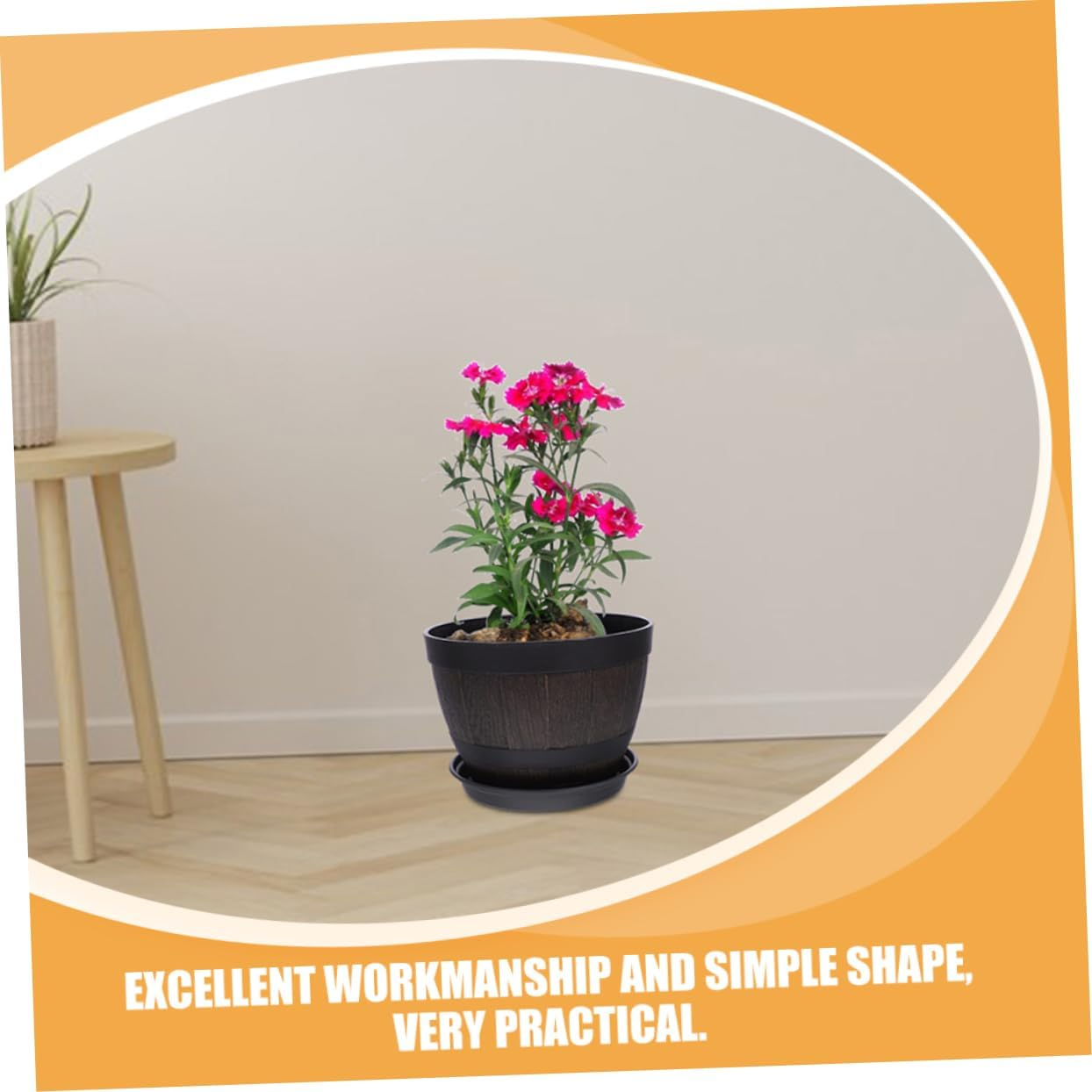 Small Barrel Planter Pot Multi-Functional Herb Planter Sturdy Plastic Flower Pot for Garden Home Office image number 3