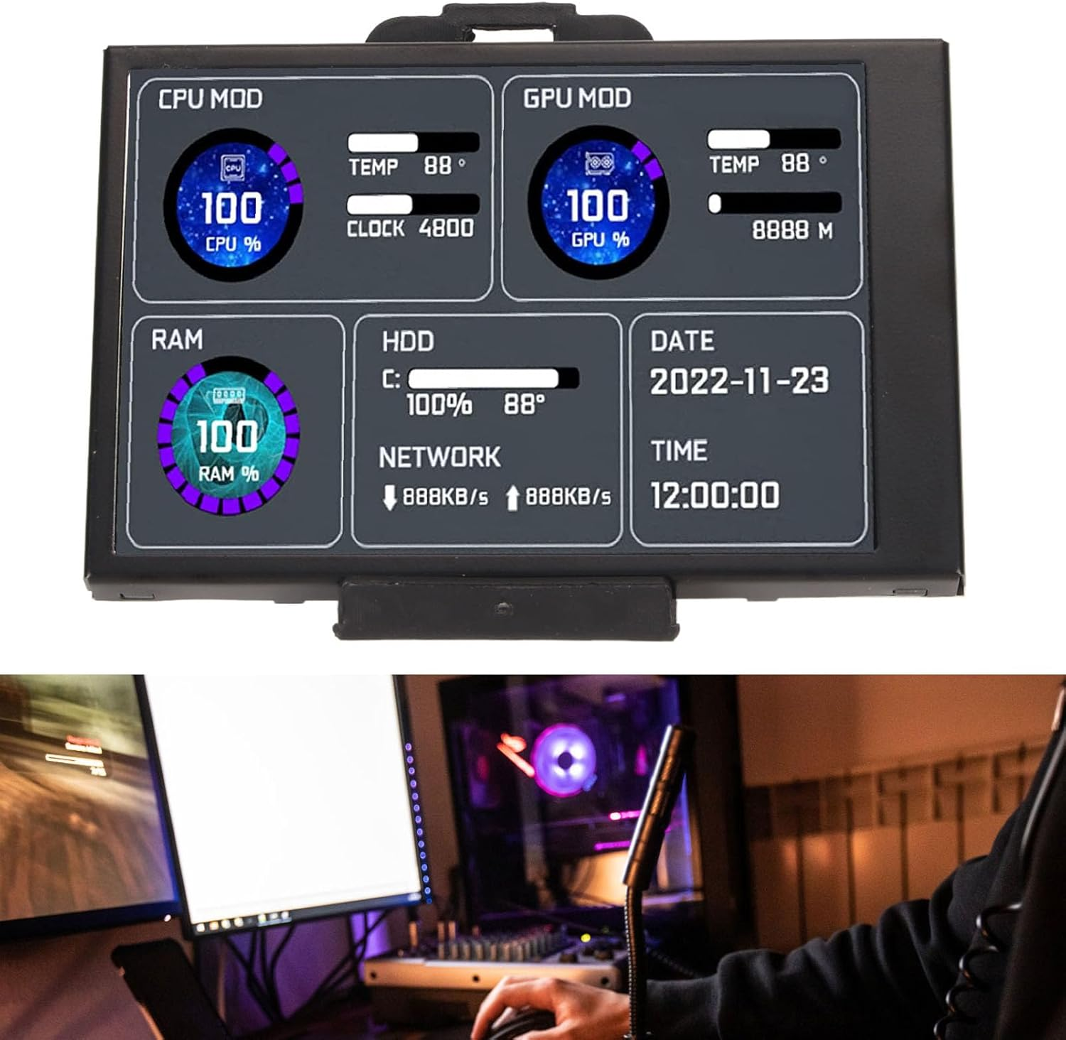 3.5 Inch IPS USB Mini Screen, PC CPU HDD Data Monitor, Computer Temperature Display, Type-C Sub Screen, Portable Small HD Monitor for System Desktop image number 6