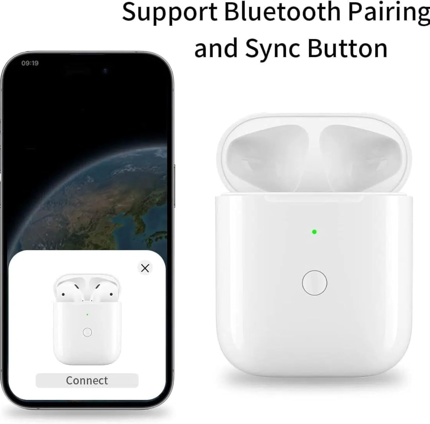 Pods 1 2 Charging Case, Keshidun Wireless Charging Case for Airpods 1 2 with Bluetooth Pairing Sync Button,No AIRPODS, Charger Box for Apple Pods 1 2