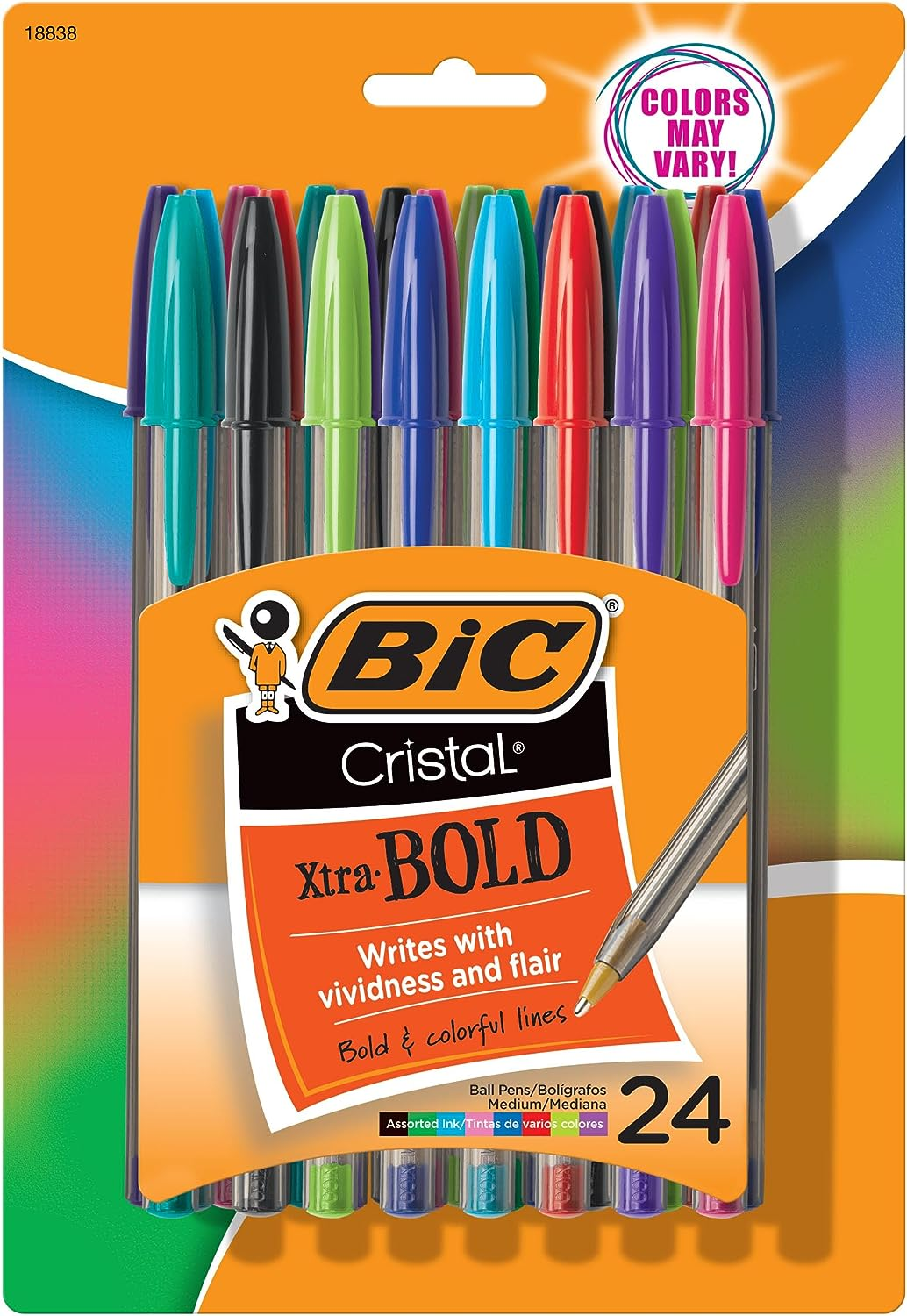 BIC Cristal Bold Ball Pen, Assorted (Pack of 24) image number 3