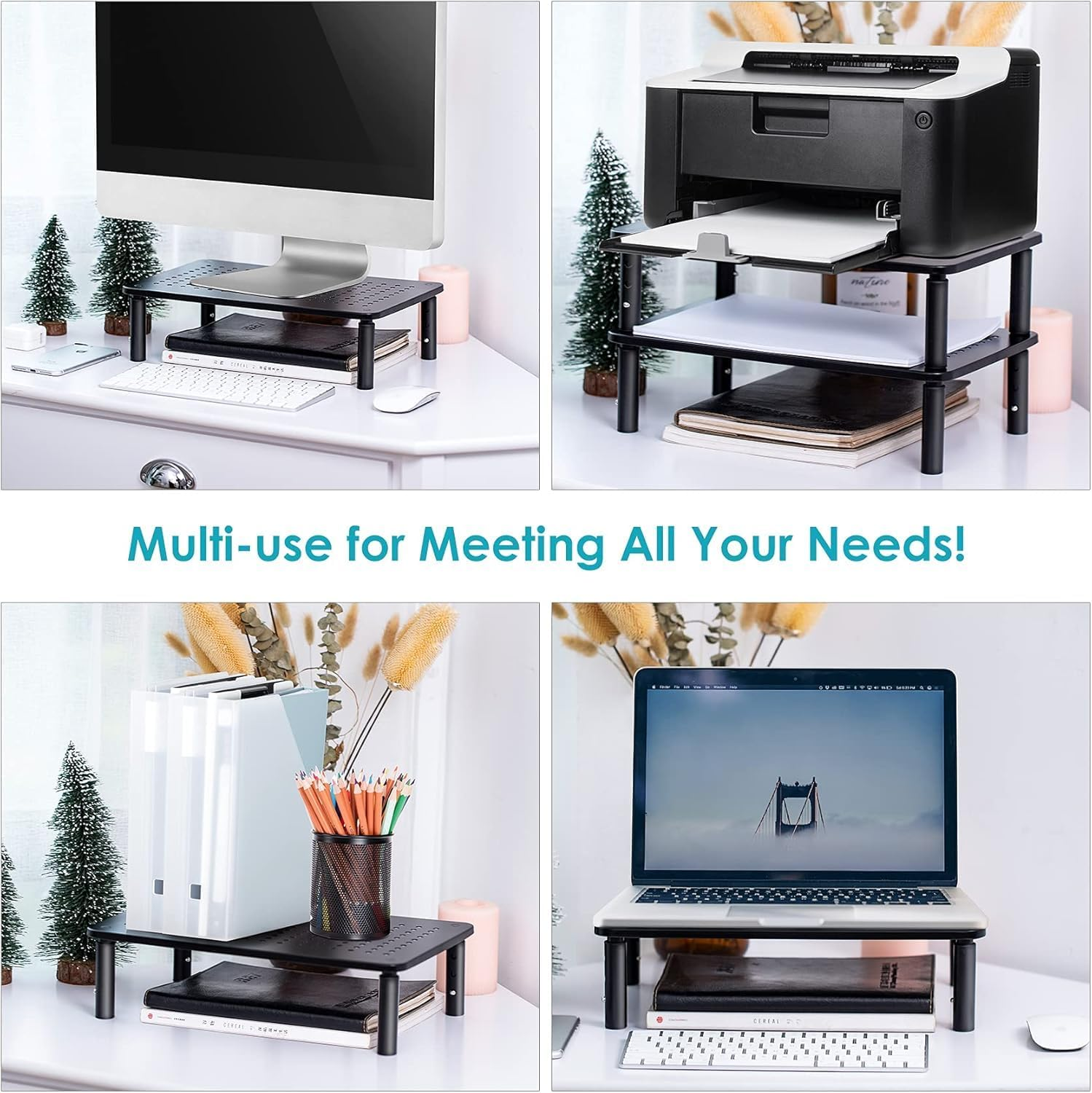 Mumoo Bear Monitor Stand, Monitor Stand Riser 3 Height Adjustable, Monitor Riser with Airflow Vents, Laptop Stand for Desk, Laptop Riser, Desk Organizer for Monitor, 15.6" Laptop, PC, Printer image number 4