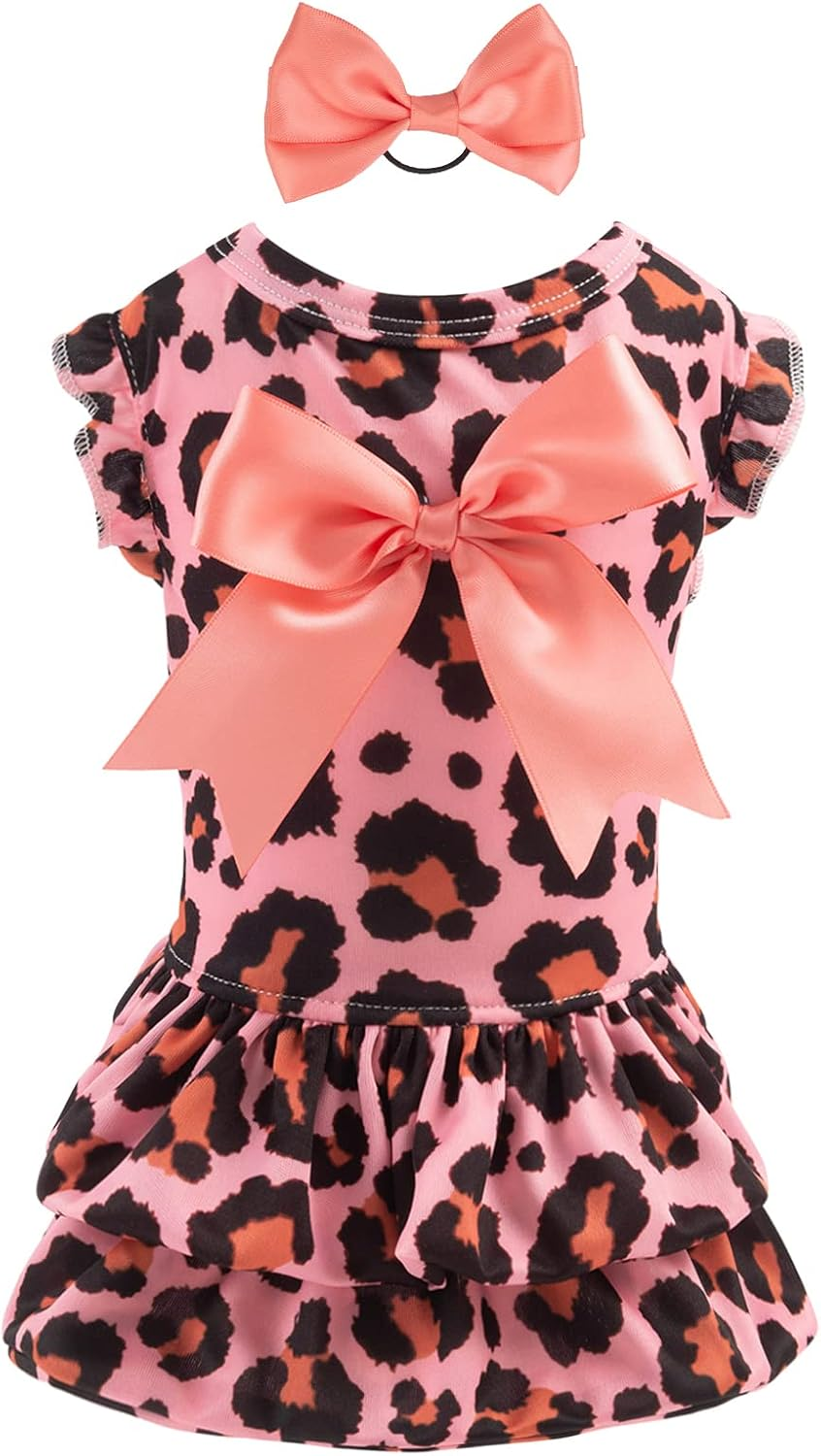 Cutebone Dog Dress Girl Puppy Double Layers Skirt Cat Outfit Pet Clothes for Small Dogs Costume Birthday Gift DR23S