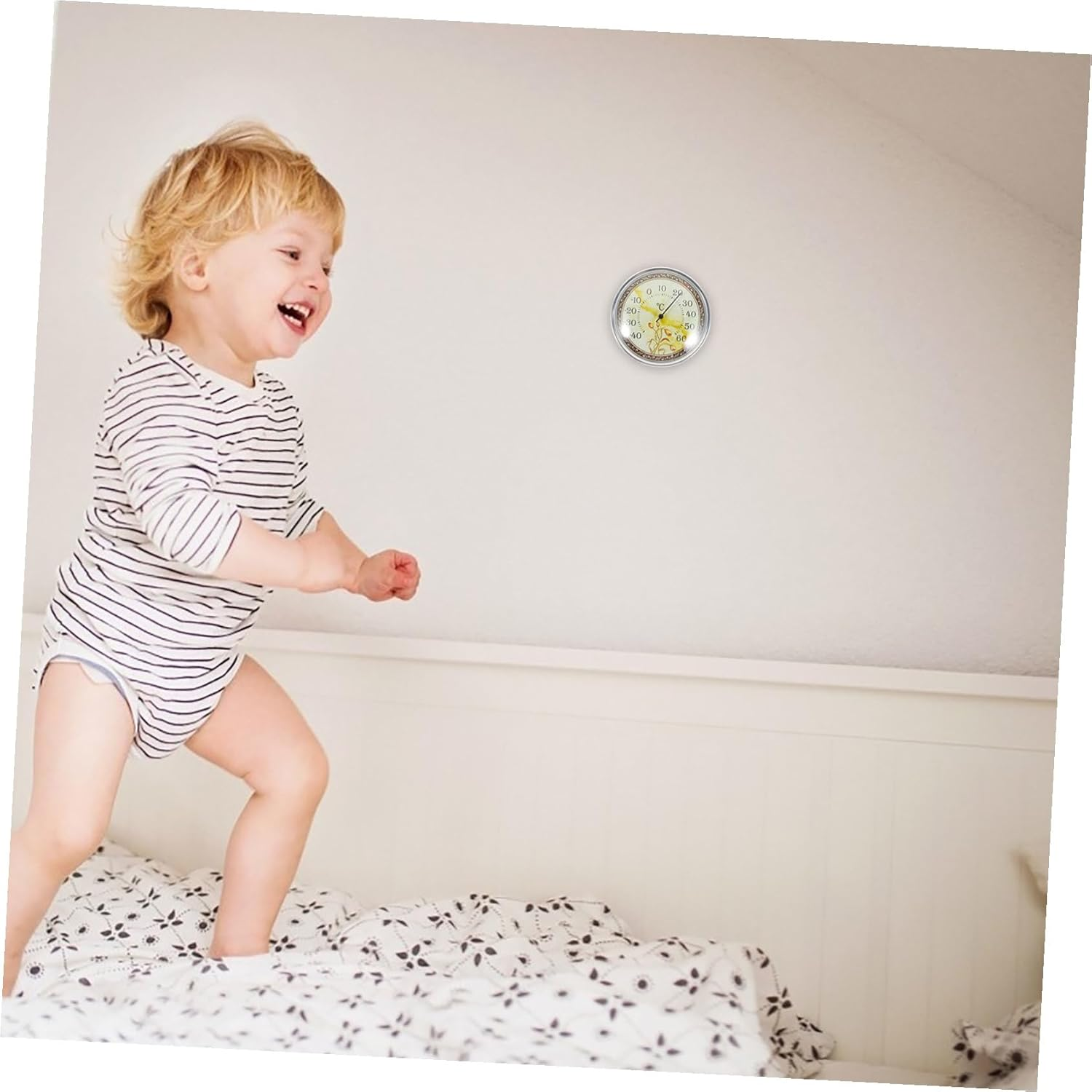 Wall Mount Temperature for Home and Sauna High Precision Analog Thermometer with Tulip Pattern Lightweight Indoor Temperature Monitor for Nursery Greenhouse Bathroom Bedroom Use image number 5