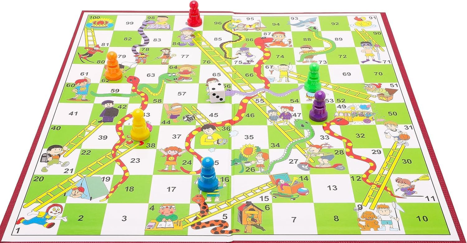 Toyland&reg; 9 Piece Snakes & Ladders Game with Foldable Board & Storage Box - Traditional Family Board Games - Ages 3+ image number 2