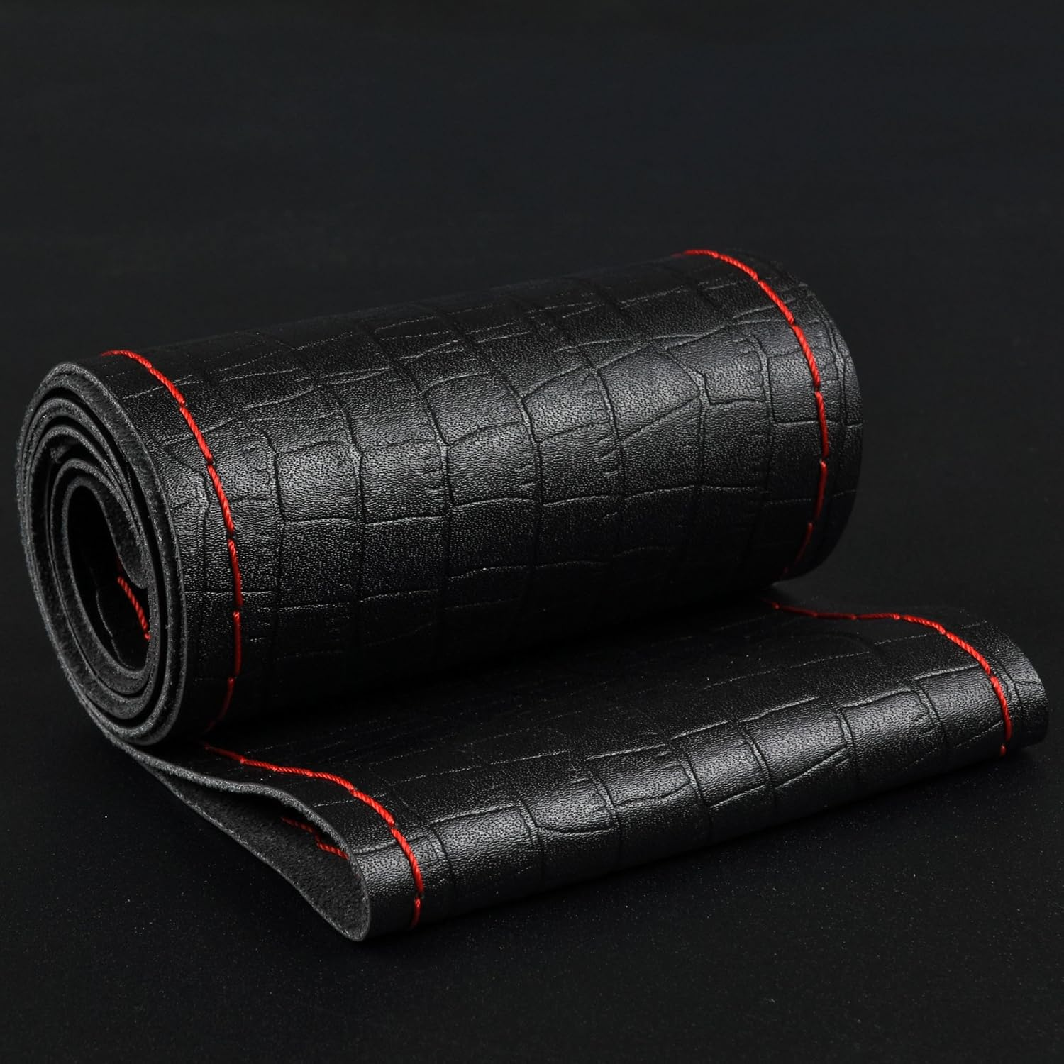 BMLEI Steering Wheel Cover Universal 15 Inch with Top Genuine Leather, Anti-Slip Design, Soft Padding, Stitch on Wrap image number 6